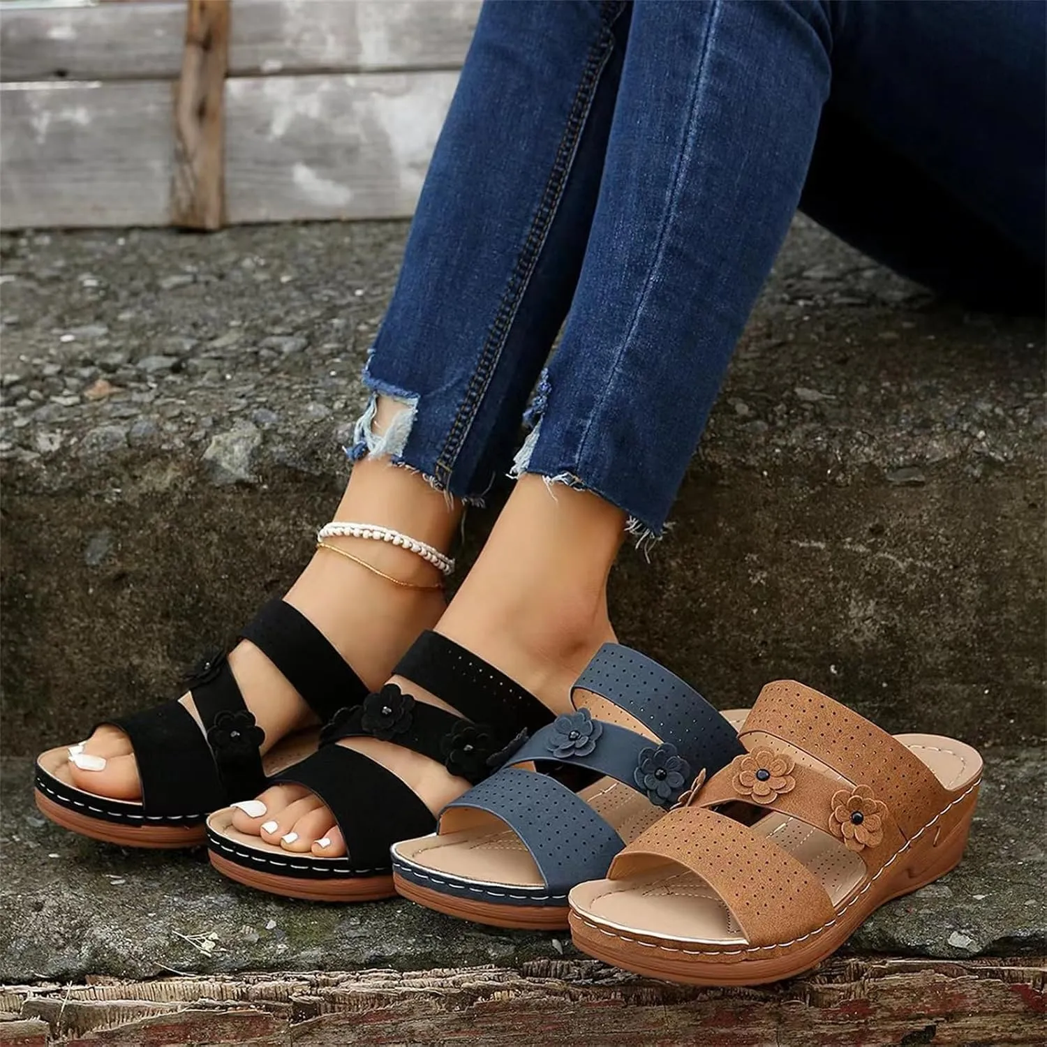 Ladmiple Womens Sandals Comfortable Arch Support Orthopedic Flip Flops Soft Dressy Summer Beach Shoes Orthotic Slides 2024