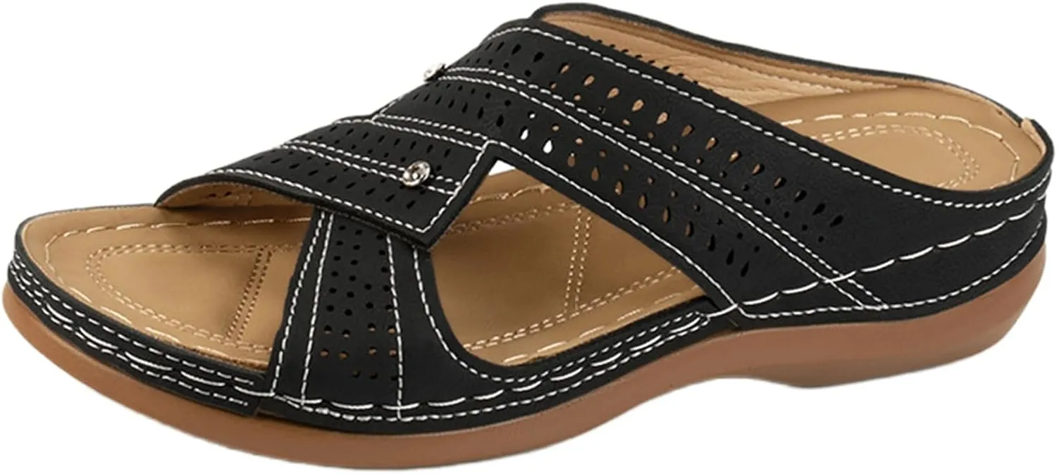 Ladmiple Womens Sandals Comfortable Arch Support Orthotic Walking Slides Dressy Summer Open Toe Orthopedic Flip Flops 2024
