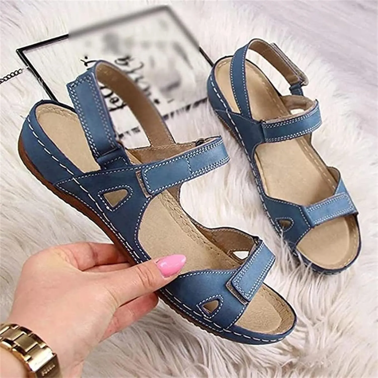 Ladmiple Womens Sandals Comfortable Causal Summer Flip Flops Arch Support Beach Roman Outdoor Open Toe Orthopedic Sandal