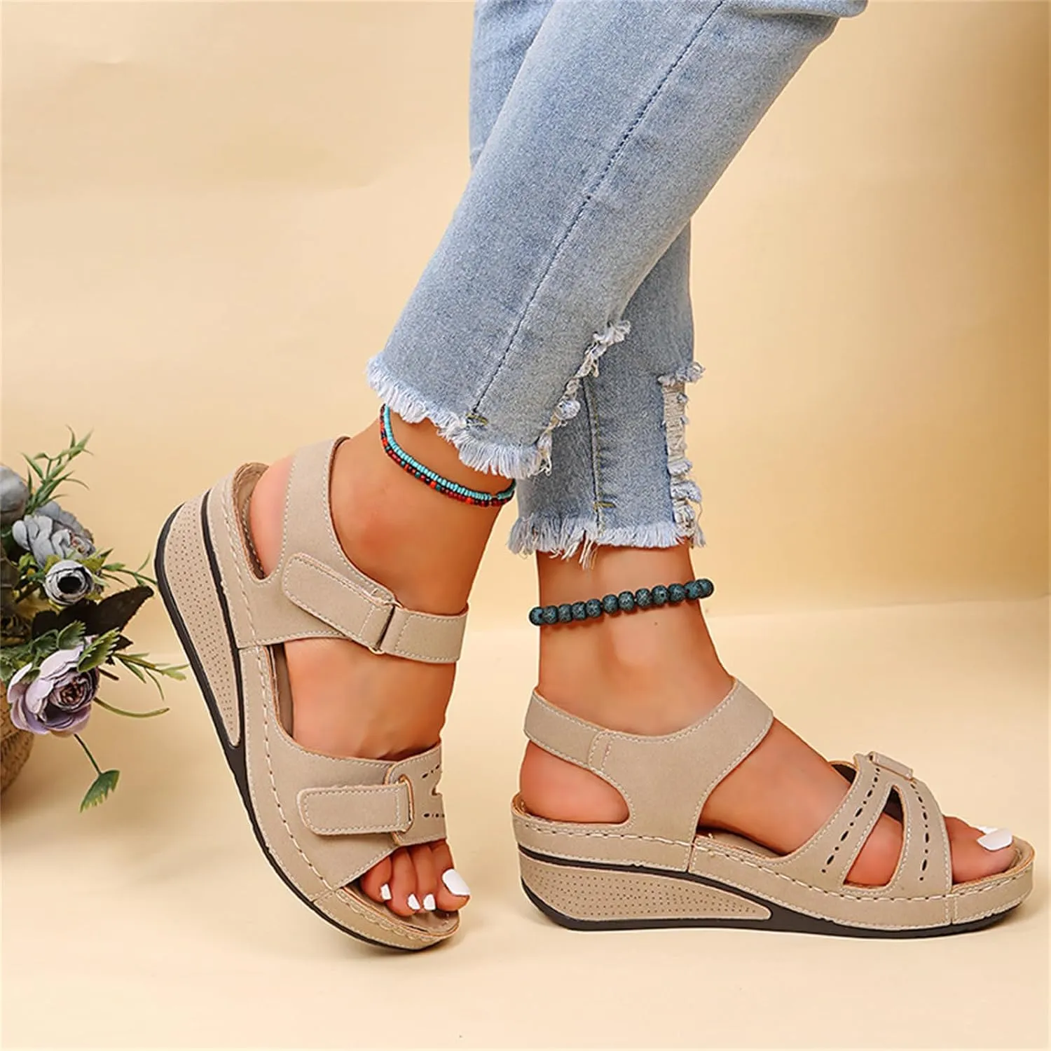 Ladmiple Women's Sandals Comfortable Dressy Orthotic Flips Flops Arch Support for Flat feet Orthopedic Slides Walking Shoes