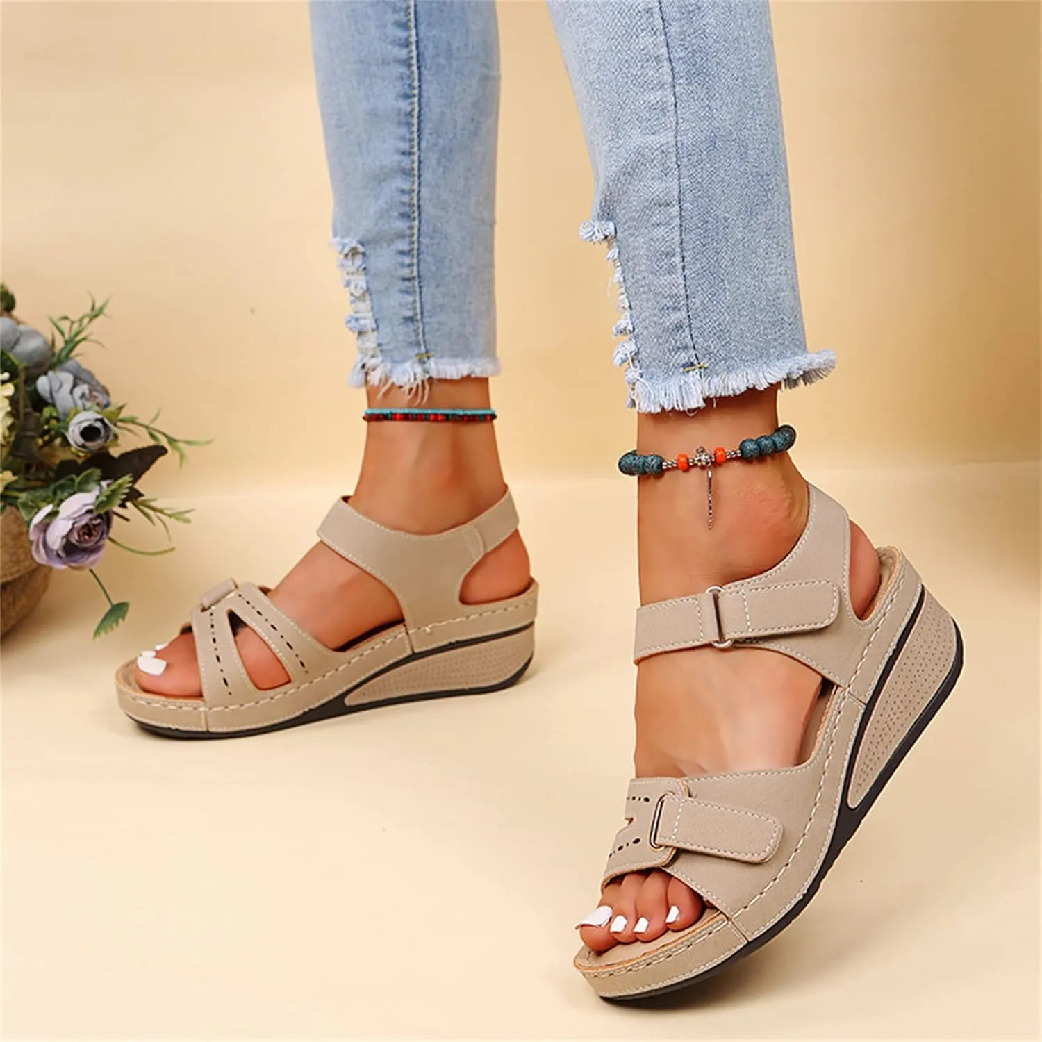 Ladmiple Women's Sandals Comfortable Dressy Orthotic Flips Flops Arch Support for Flat feet Orthopedic Slides Walking Shoes