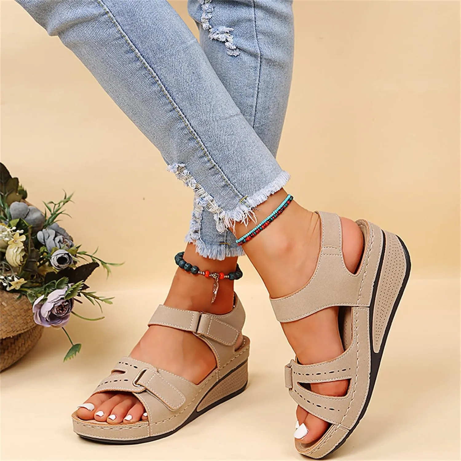 Ladmiple Women's Sandals Comfortable Dressy Orthotic Flips Flops Arch Support for Flat feet Orthopedic Slides Walking Shoes
