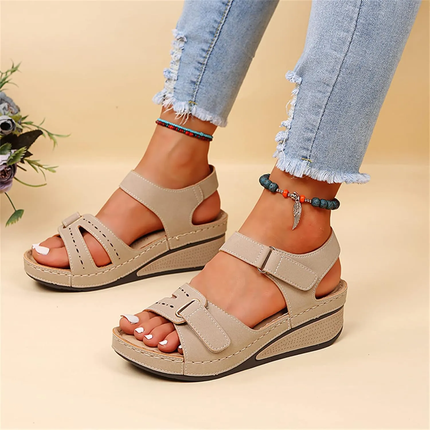 Ladmiple Women's Sandals Comfortable Dressy Orthotic Flips Flops Arch Support for Flat feet Orthopedic Slides Walking Shoes