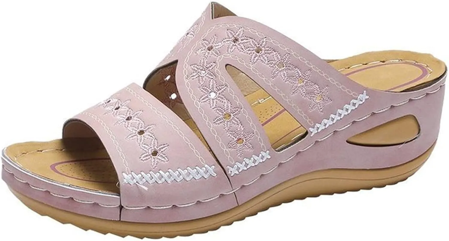 Ladmiple Womens Sandals Comfortable Slides Walking Orthopedic Slippers Dressy Summer Orthotic Flip Flops with Arch Support