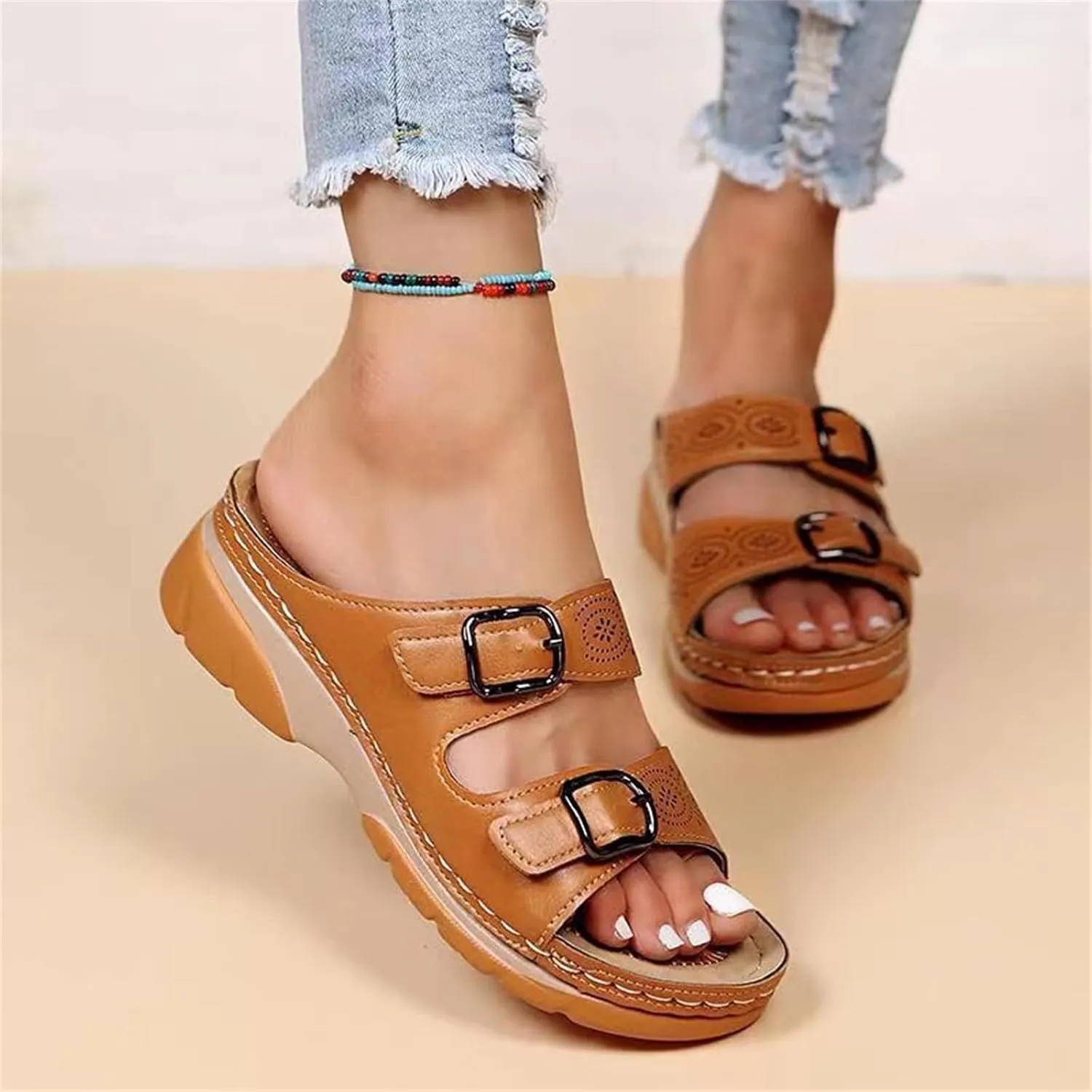 Ladmiple Womens Sandals Comfortable Walking Orthopedic Arch Support Slides Slippers Dressy Summer Casual Orthotic Flip Flops