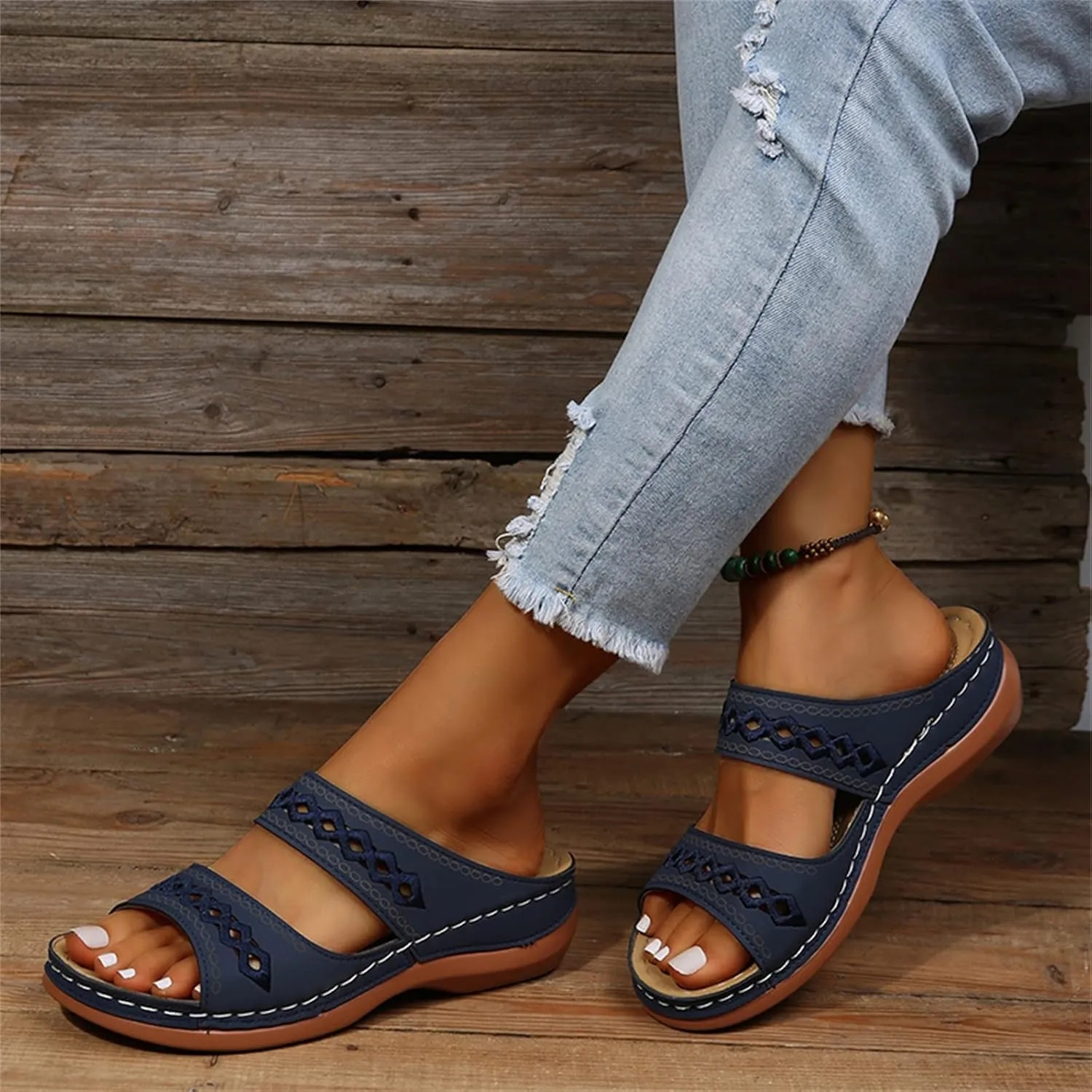 Ladmiple Womens Sandals Dressy Casual Comfortable Orthotic Slides Orthopedic Summer Walking Flip Flops with Arch Support