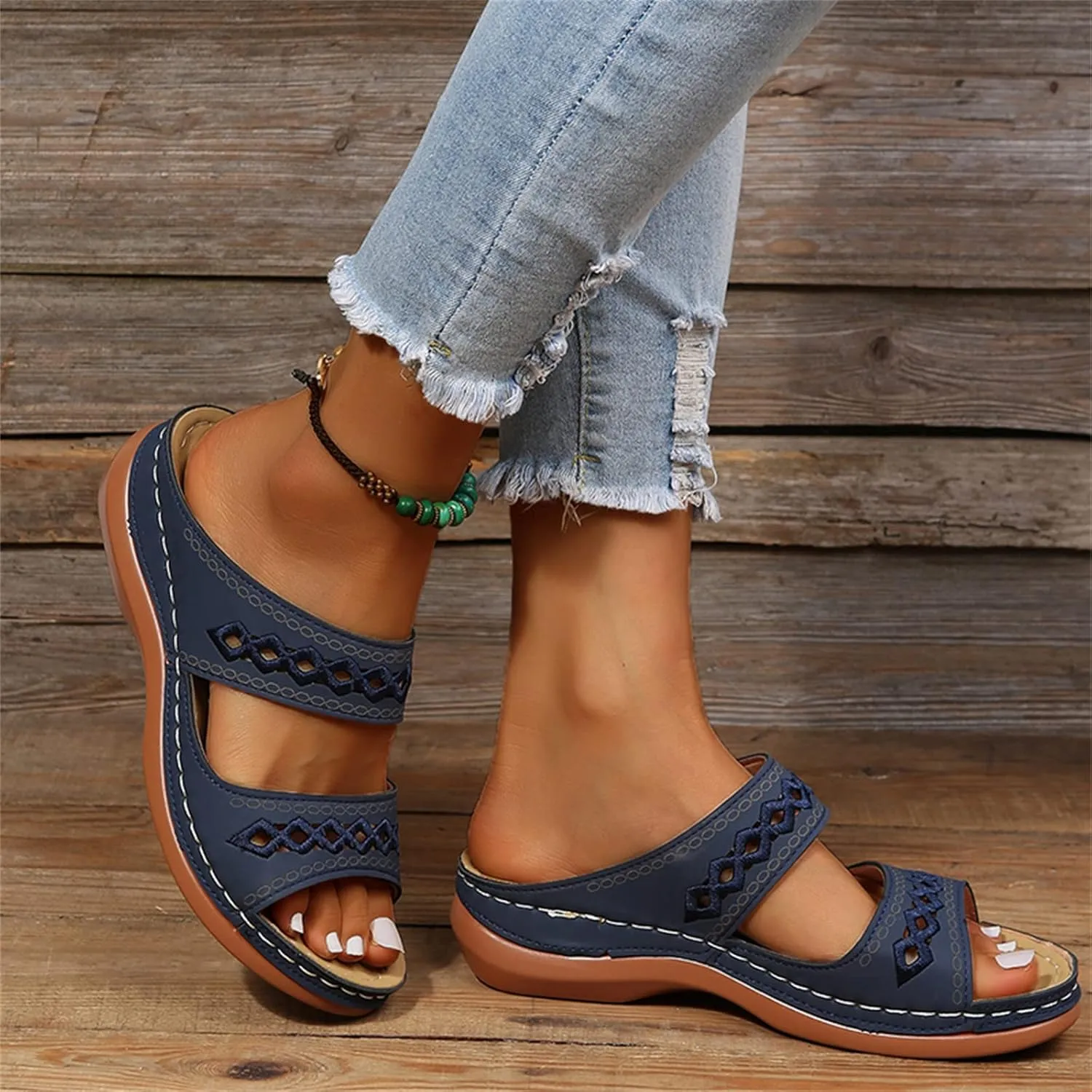 Ladmiple Womens Sandals Dressy Casual Comfortable Orthotic Slides Orthopedic Summer Walking Flip Flops with Arch Support