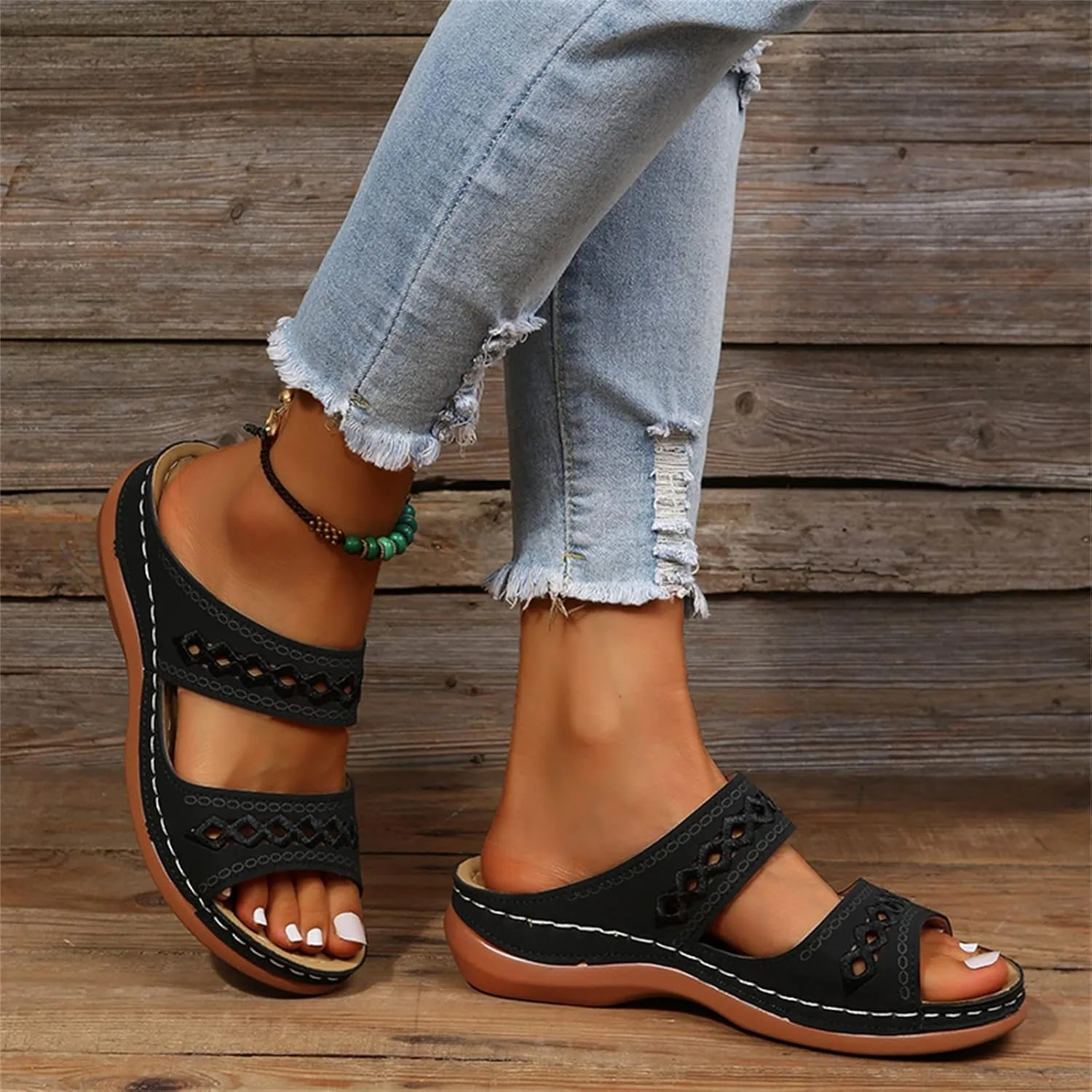 Ladmiple Womens Sandals Dressy Casual Comfortable Orthotic Slides Orthopedic Summer Walking Flip Flops with Arch Support