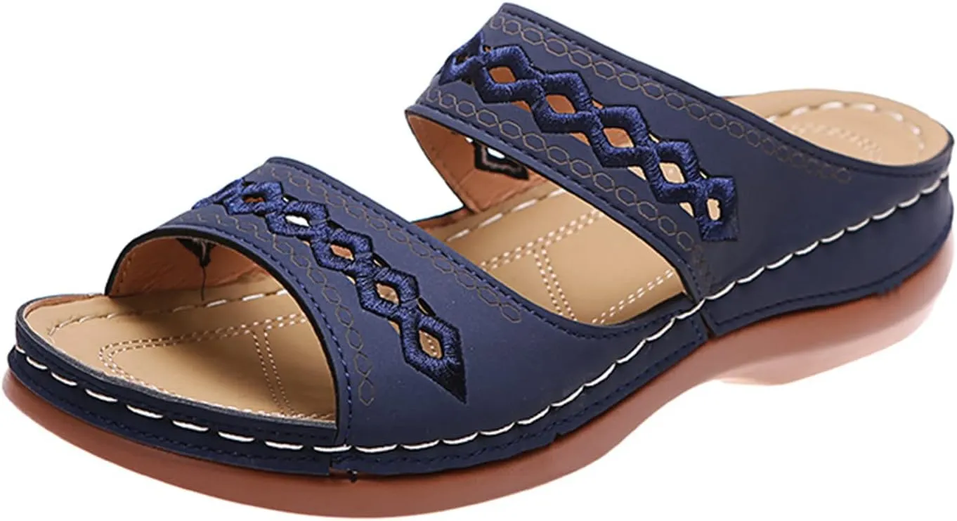 Ladmiple Womens Sandals Dressy Casual Comfortable Orthotic Slides Orthopedic Summer Walking Flip Flops with Arch Support
