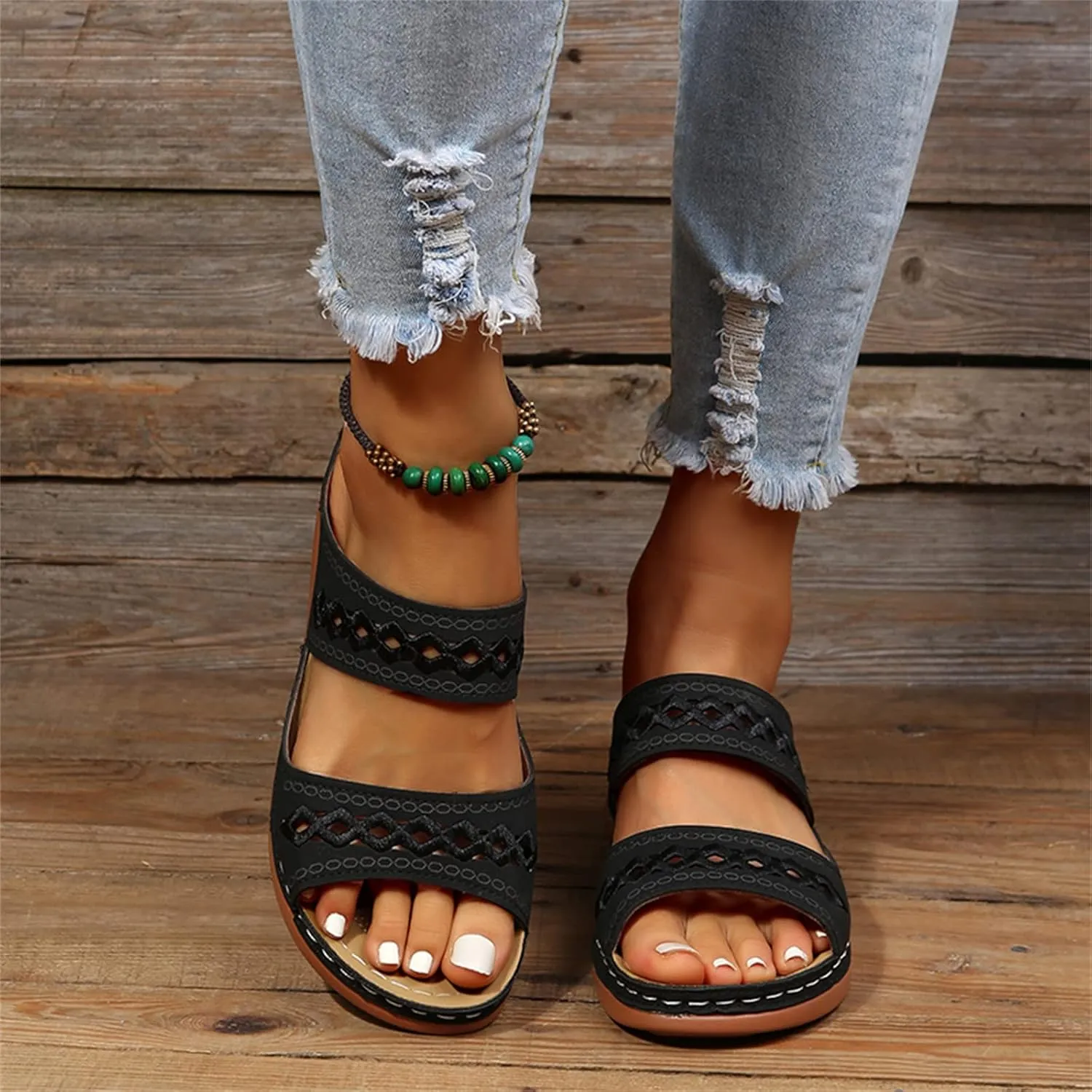 Ladmiple Womens Sandals Dressy Casual Comfortable Orthotic Slides Orthopedic Summer Walking Flip Flops with Arch Support