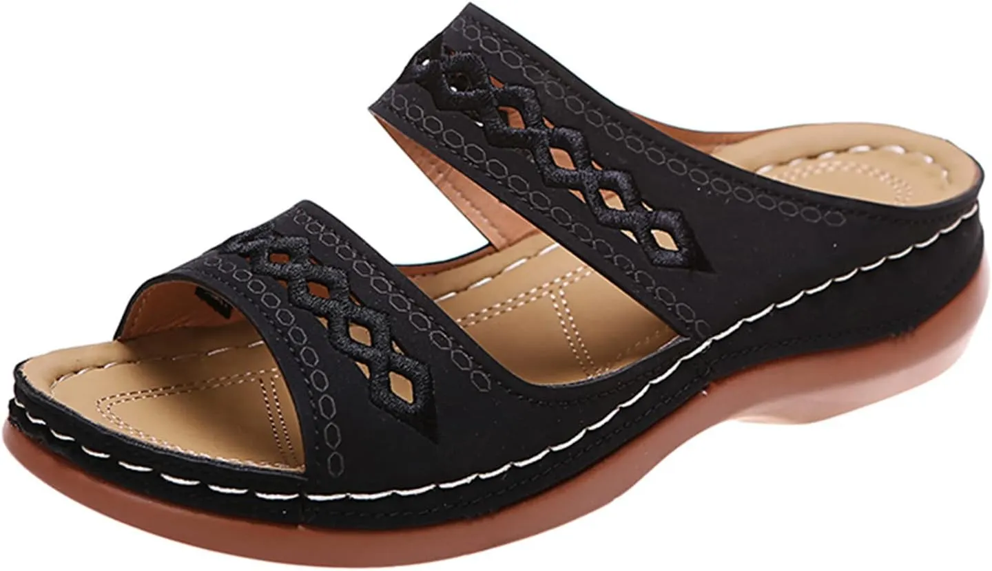 Ladmiple Womens Sandals Dressy Casual Comfortable Orthotic Slides Orthopedic Summer Walking Flip Flops with Arch Support