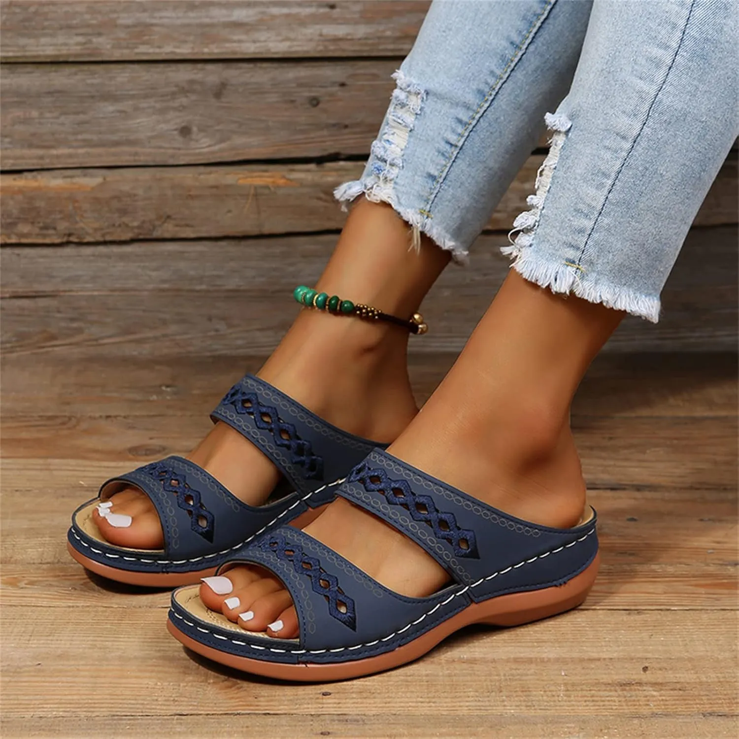 Ladmiple Womens Sandals Dressy Casual Comfortable Orthotic Slides Orthopedic Summer Walking Flip Flops with Arch Support