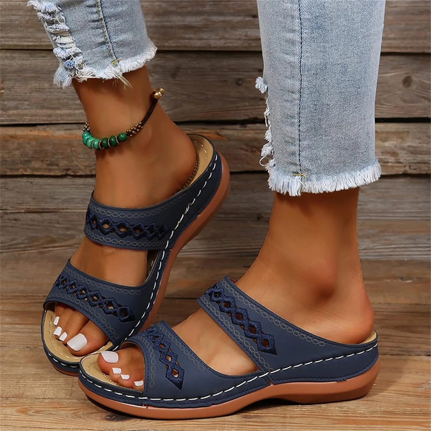 Ladmiple Womens Sandals Dressy Casual Comfortable Orthotic Slides Orthopedic Summer Walking Flip Flops with Arch Support