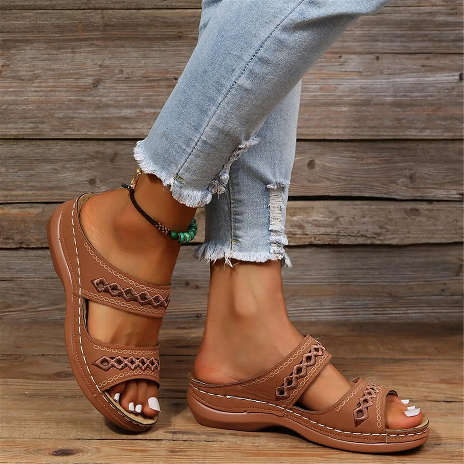 Ladmiple Womens Sandals Dressy Comfortable Arch Support Orthopedic Flip Flops Summer Casual Walking Orthotic Slides 2024