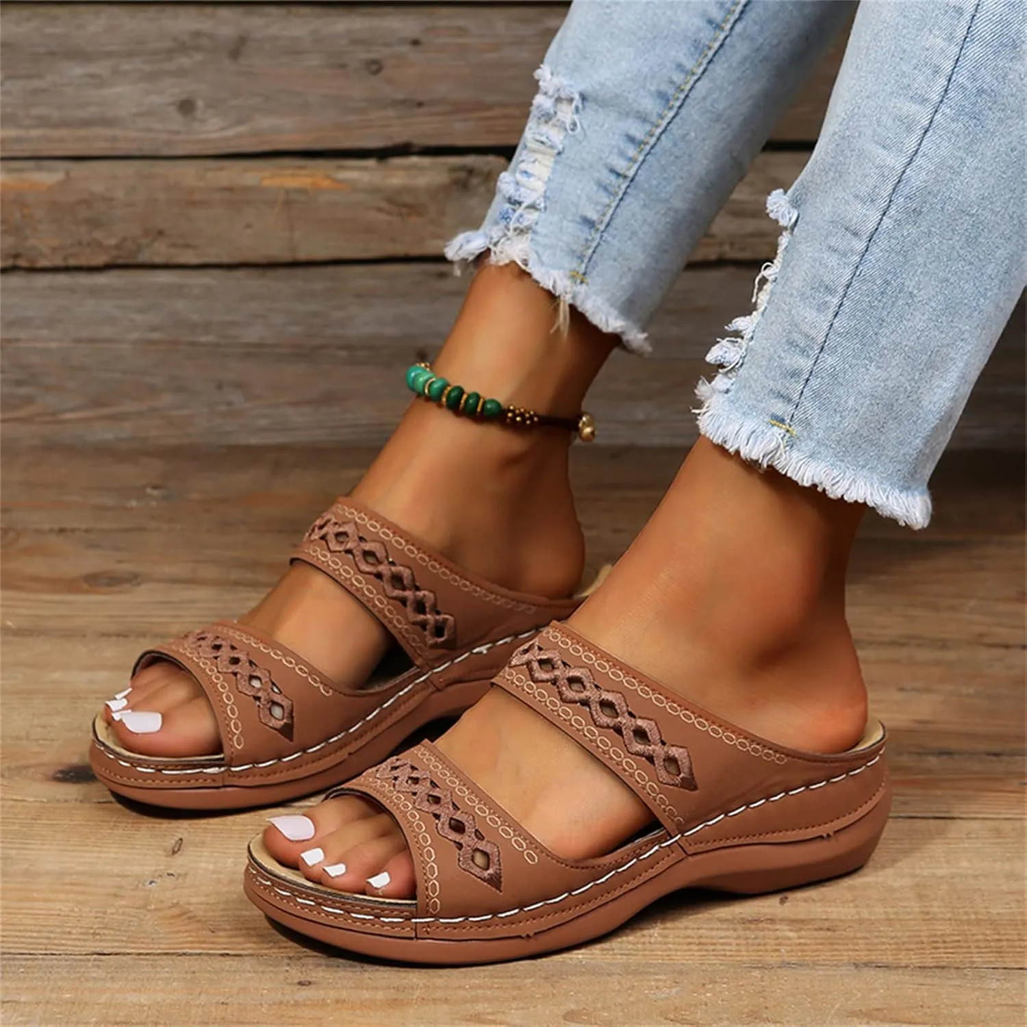 Ladmiple Womens Sandals Dressy Comfortable Arch Support Orthopedic Flip Flops Summer Casual Walking Orthotic Slides 2024