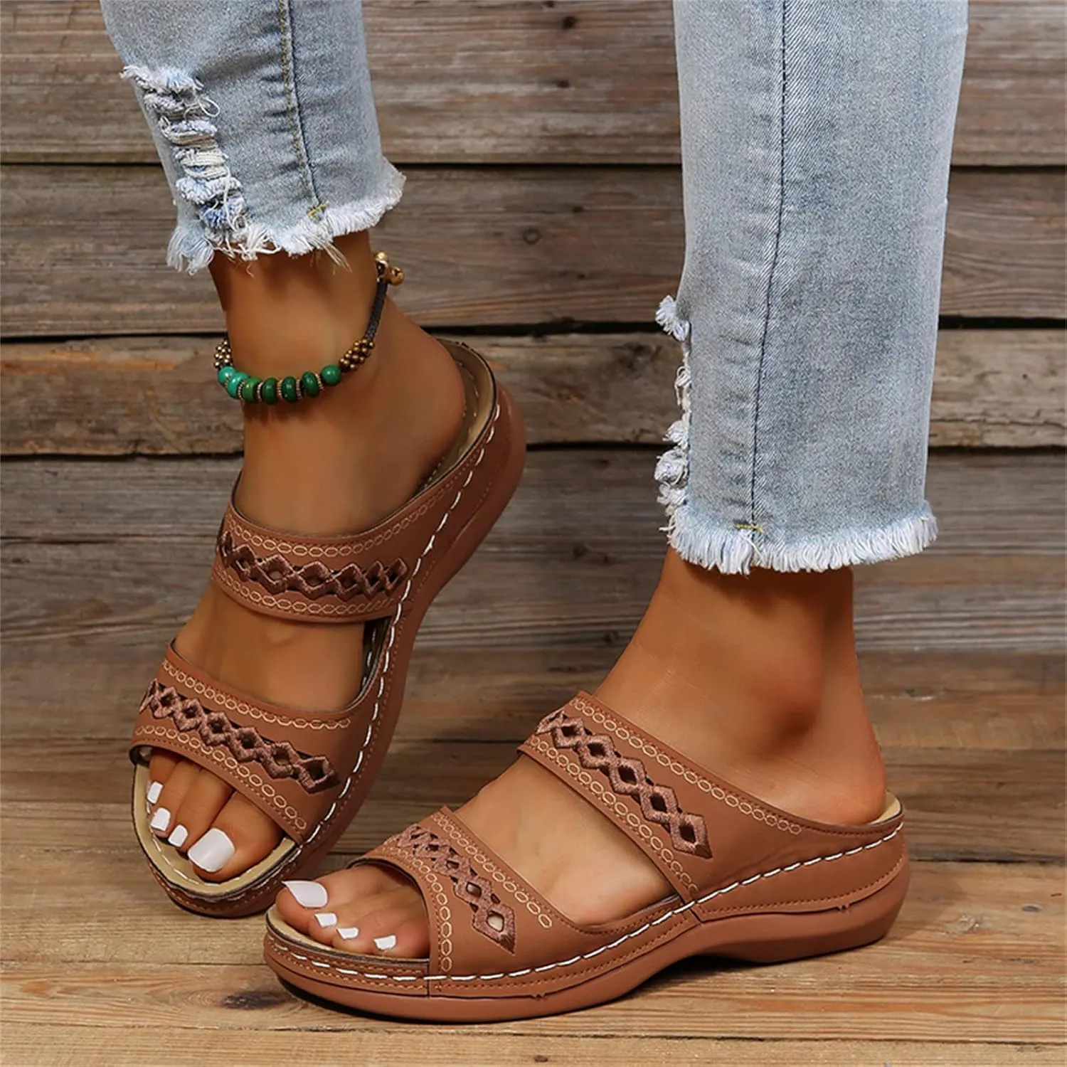 Ladmiple Womens Sandals Dressy Comfortable Arch Support Orthopedic Flip Flops Summer Casual Walking Orthotic Slides 2024