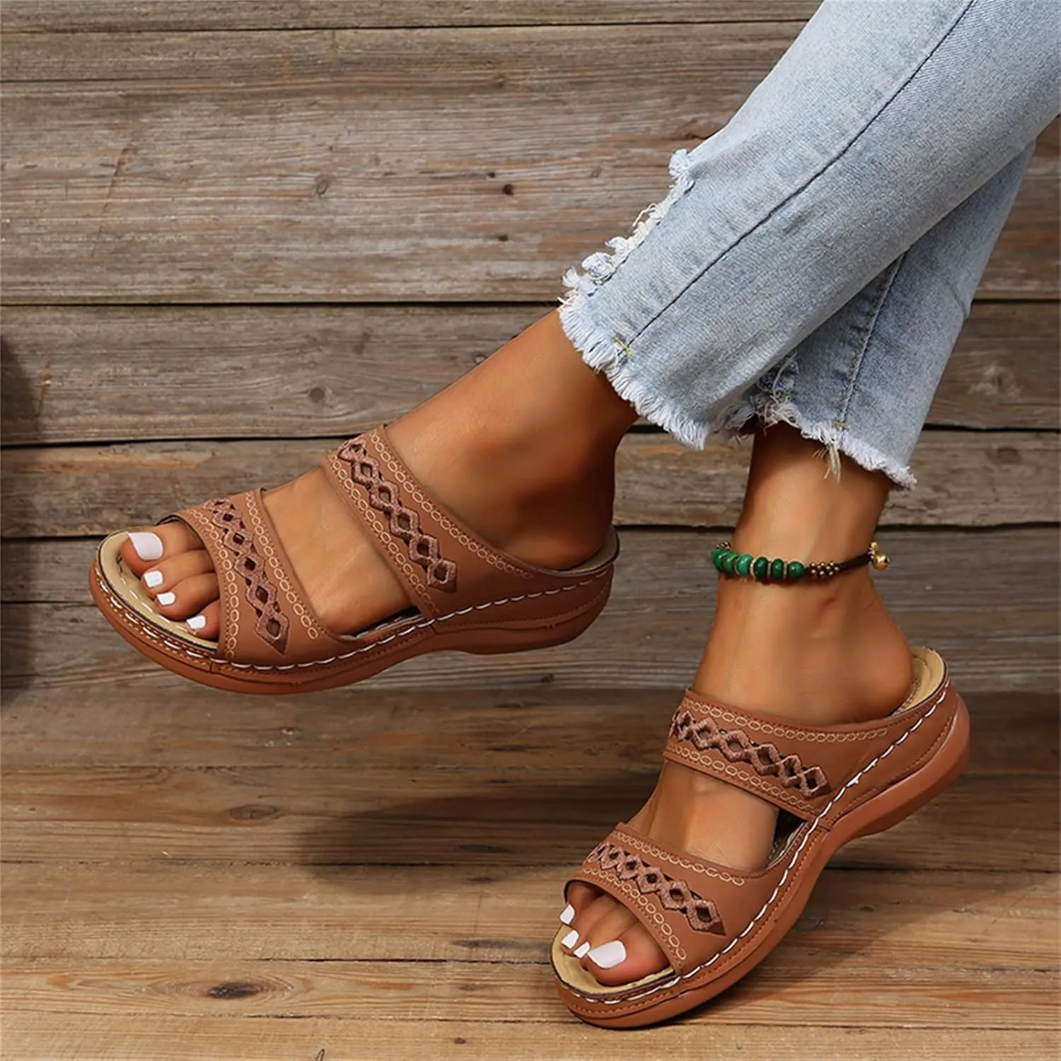 Ladmiple Womens Sandals Dressy Comfortable Arch Support Orthopedic Flip Flops Summer Casual Walking Orthotic Slides 2024