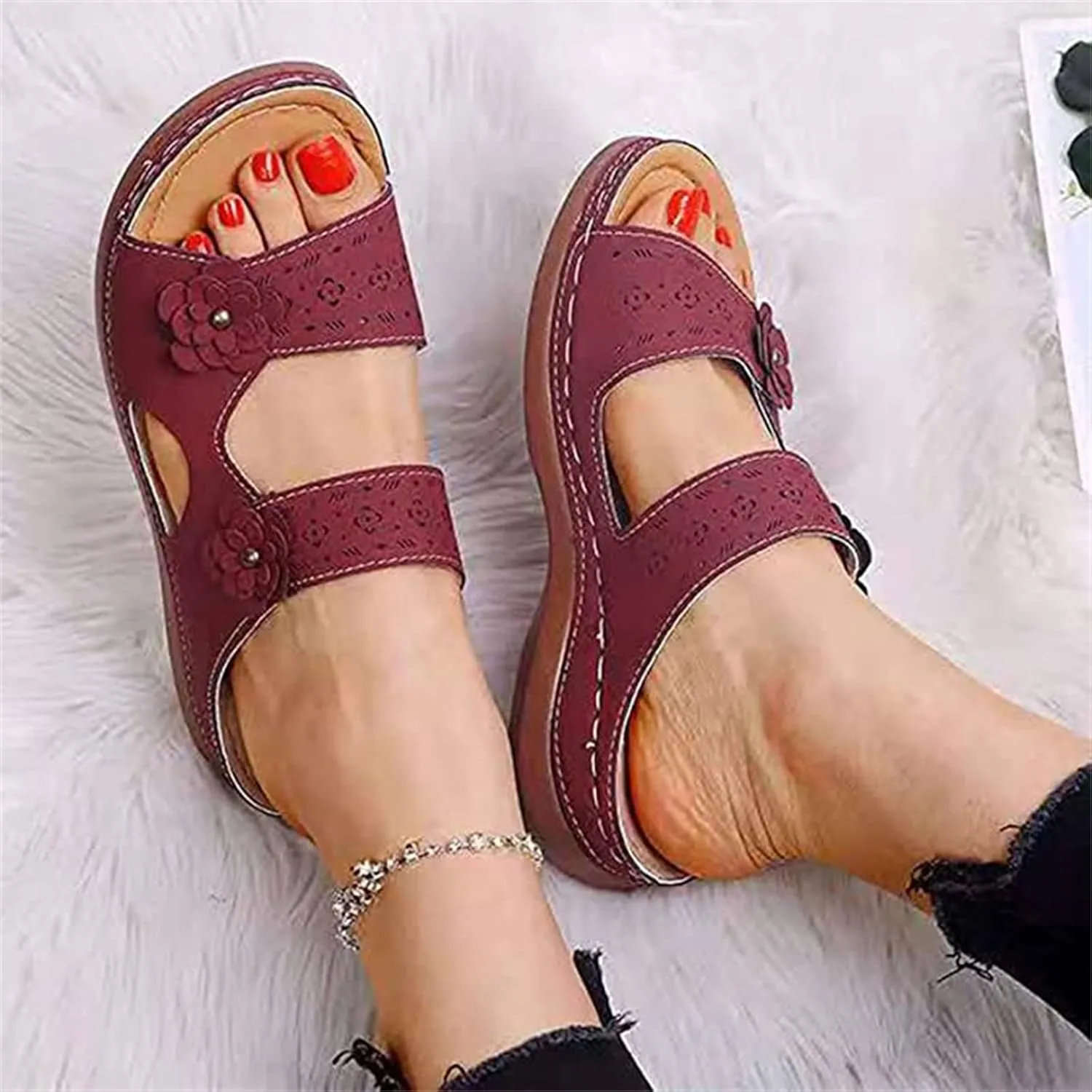 Ladmiple Womens Sandals Dressy Flat Arch Support Comfortable Orthopedic Slides Casual Summer Slip On Orthotic Flip Flops