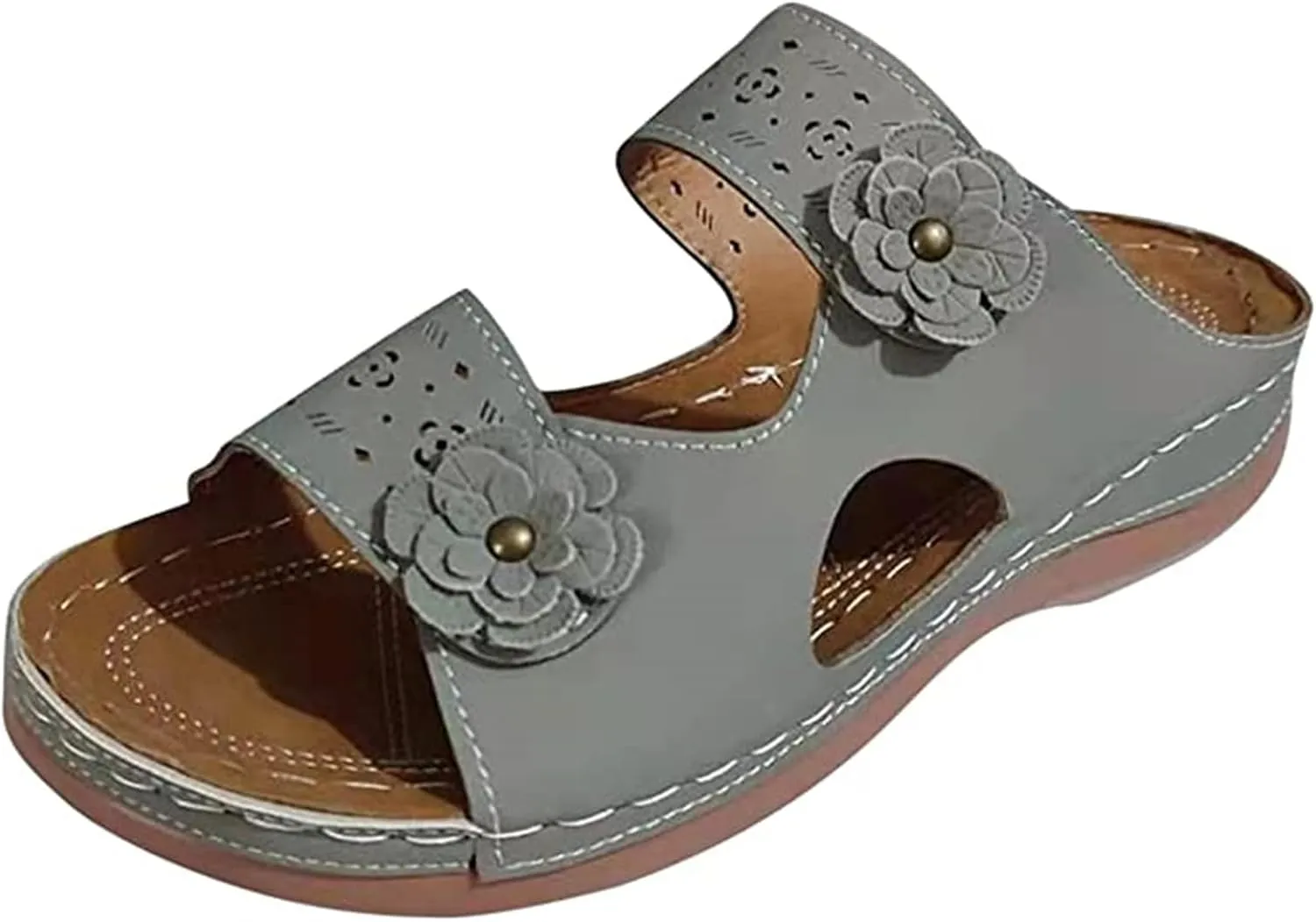 Ladmiple Womens Sandals Dressy Flat Arch Support Comfortable Orthopedic Slides Casual Summer Slip On Orthotic Flip Flops