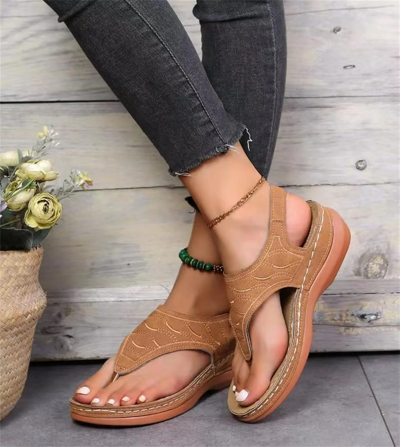 Ladmiple Women's Sandals Flip Flops Arch Support Soft Summer Beach Shoes Dressy Comfortable Orthotic Orthopedic Slides 2024