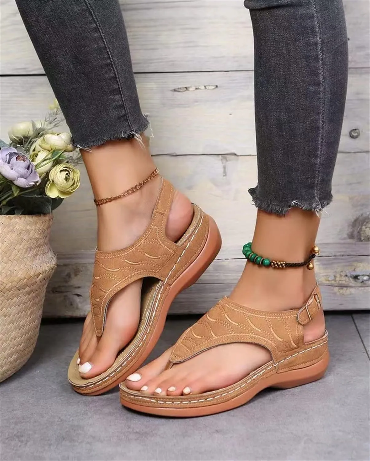 Ladmiple Women's Sandals Flip Flops Arch Support Soft Summer Beach Shoes Dressy Comfortable Orthotic Orthopedic Slides 2024
