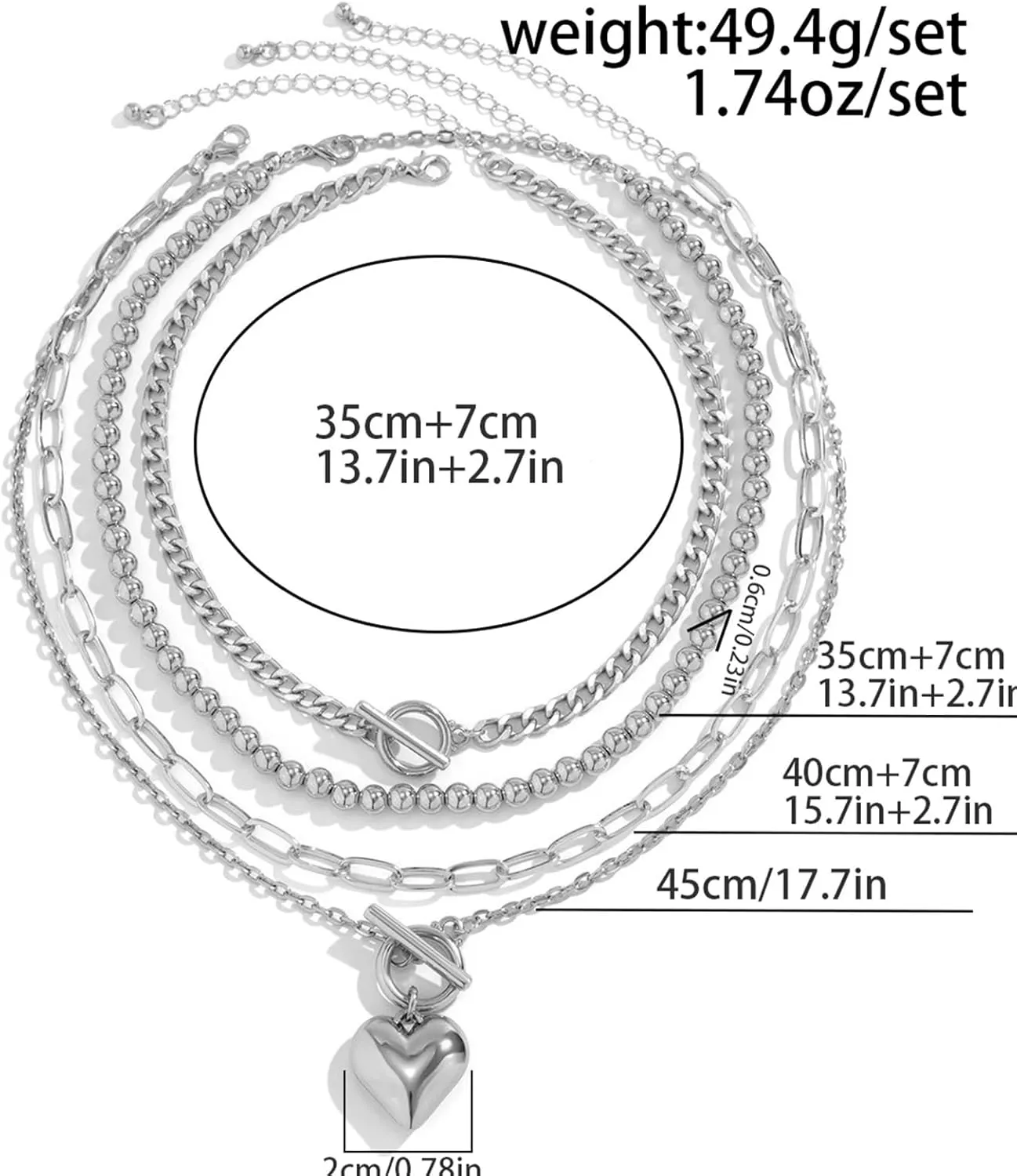 Layered Choker Necklace for Women Heart Pendant Stack Layered Cuban Paperclip Snake Chain Necklaces Trendy Retro Coin Dainty Pendant Gothic Black Necklaces Toggle Clasp Necklace for 4Pcs