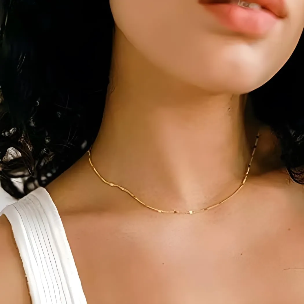 Layered Chunky Gold Necklaces Stack for Women Dainty Choker Necklace 14k Gold Cuban Paper Clip Chain Circle Cross Pendant Necklaces Trendy Jewelry Set Simple Jewelry Gift