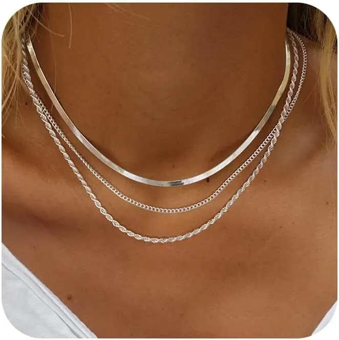 Layered Chunky Gold Necklaces Stack for Women Dainty Choker Necklace 14k Gold Cuban Paper Clip Chain Circle Cross Pendant Necklaces Trendy Jewelry Set Simple Jewelry Gift