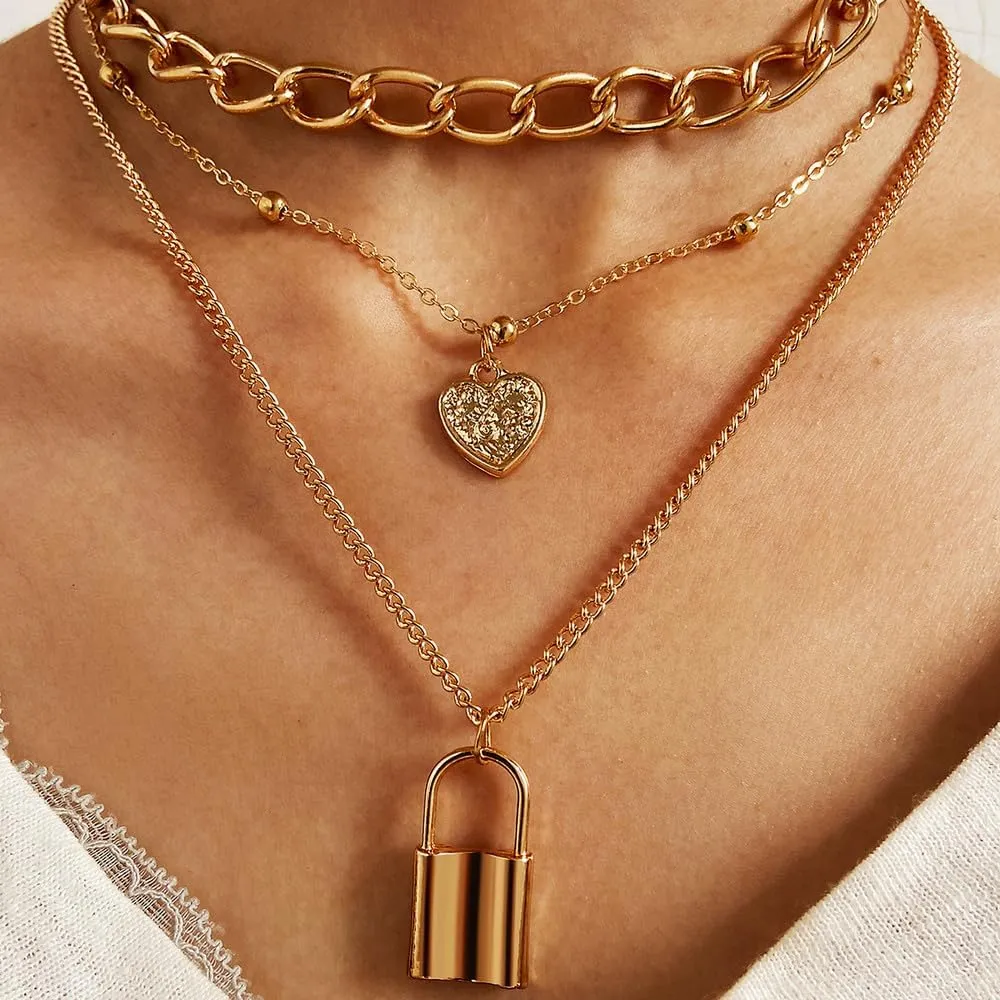 Layered Gold Necklaces for Women Stacked Delicate Chain Necklace Paperclip Chain Necklace Vintage Coin Medallion Pendant Tiny Cuban Chain Toggle Clasp Necklaces Present