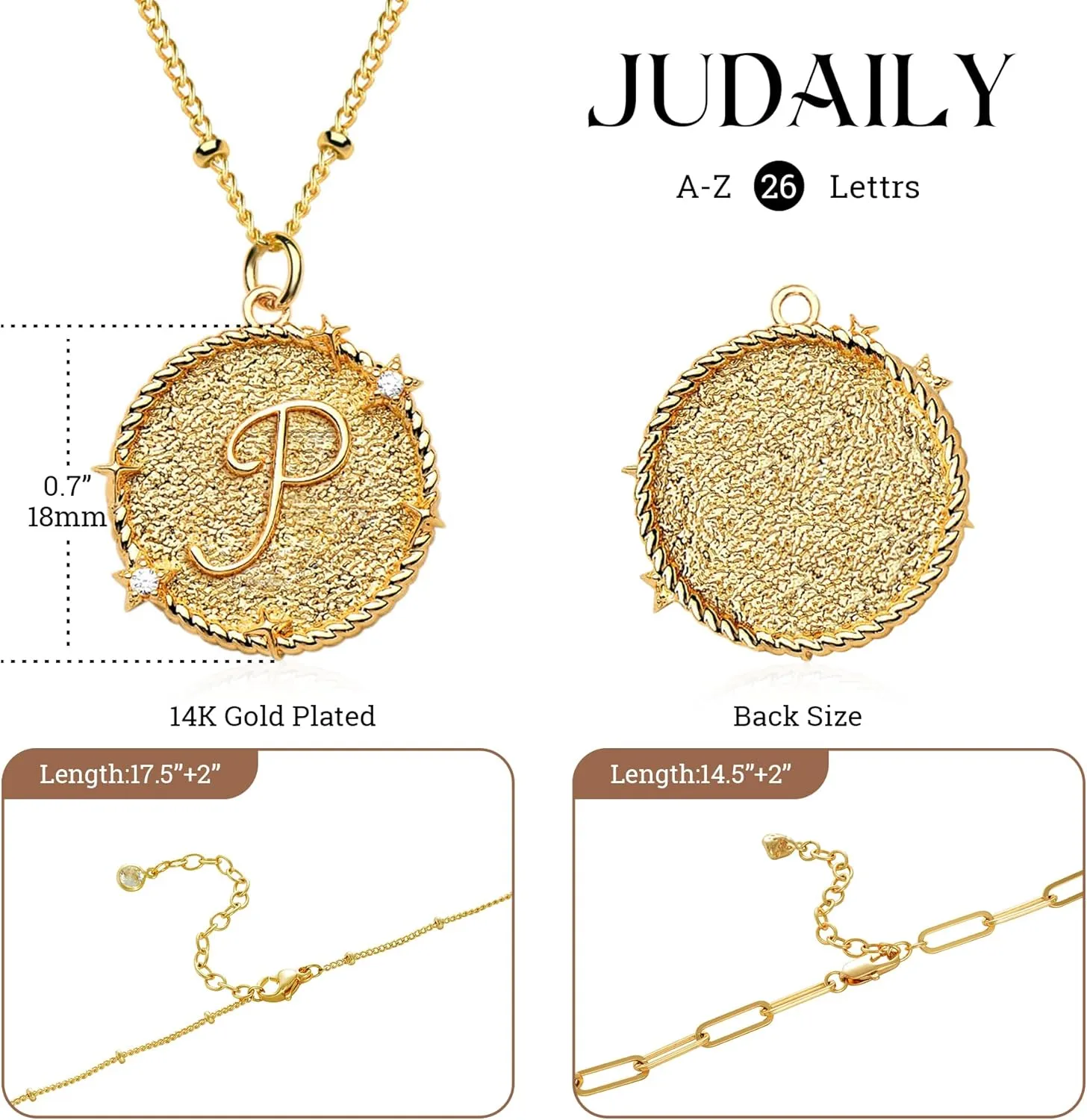 Layered Initail Necklaces for Women 14K Gold Plated Cubic Zirconia Layering Beaded Paperclip Chain Choker Necklace Dainty Pendant Letter A-Z Jewelry Letter