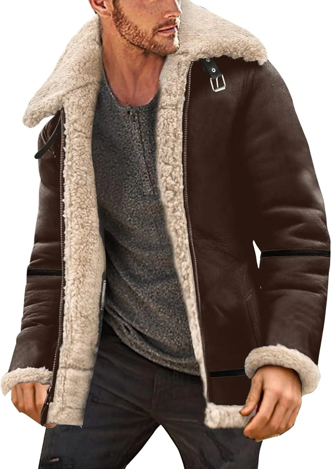 LCMTWX Mens Coats Cottonpadded Jacket Stand Collar Knitted Splice Sweater Coat Casual Cardigan Stylish Outwear Jackets