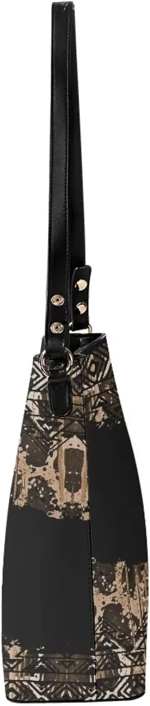 Leather Bucket Crossbody Bags for Women Boho Tote Handbags with Adjustable Strap and Compartment for Work Travel