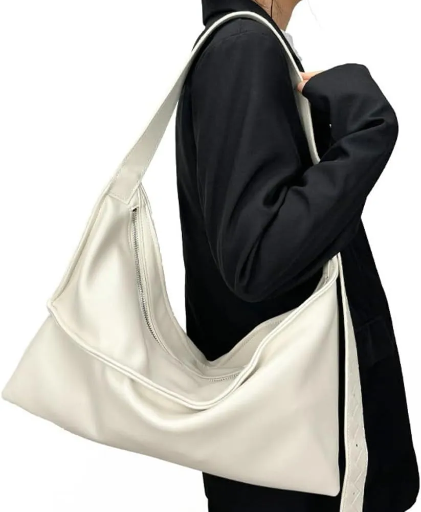 Leather Messenger Bag Large Shoulder Handbags for Men Women Vegan Leather Tote Purse Crossbody Hobo Bag Chic Satchels Purses