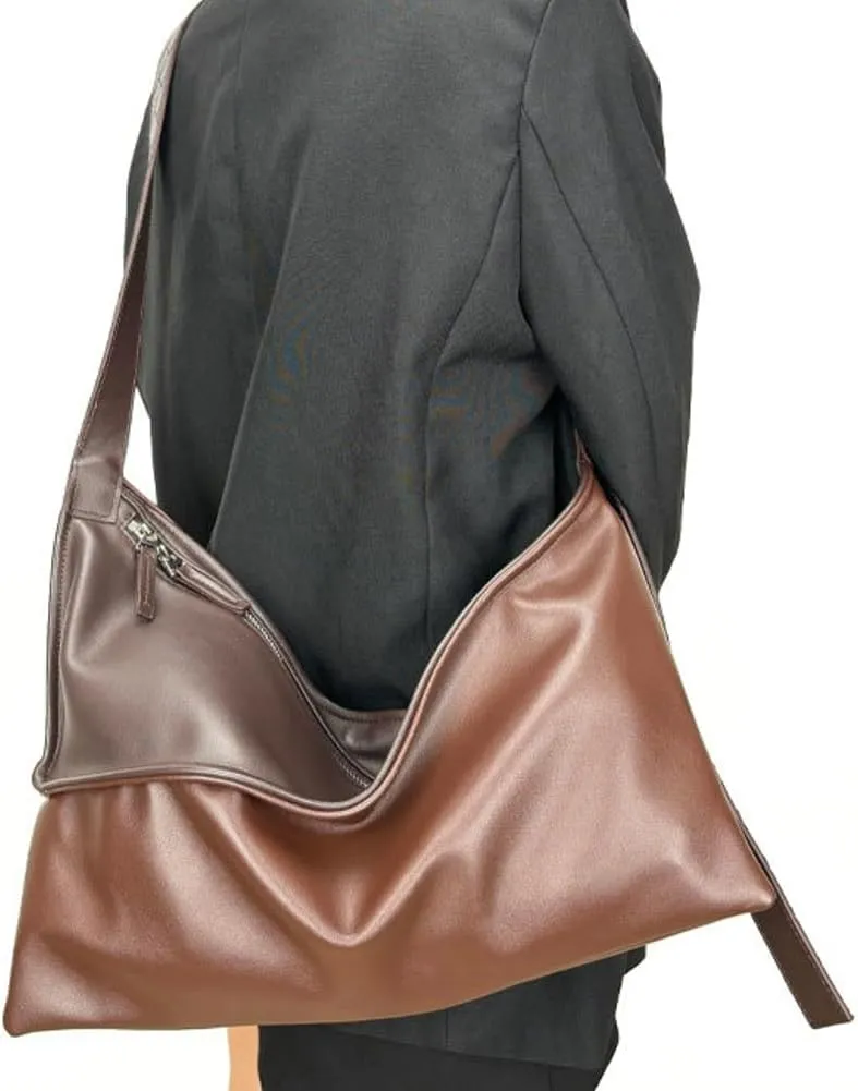 Leather Messenger Bag Large Shoulder Handbags for Men Women Vegan Leather Tote Purse Crossbody Hobo Bag Chic Satchels Purses