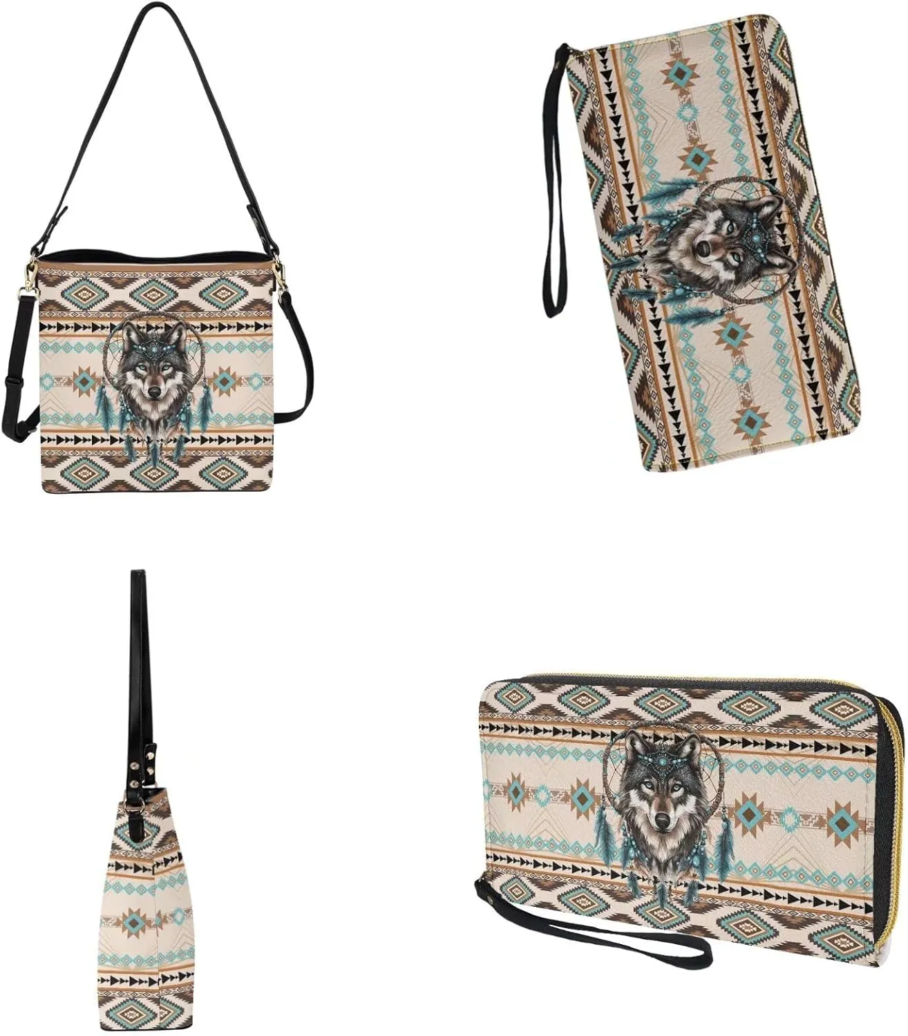 Leather Women Top Handbags Set of 2, Large Satchel Shoulder Purse Crossbody Hobo Bags with Wallet
