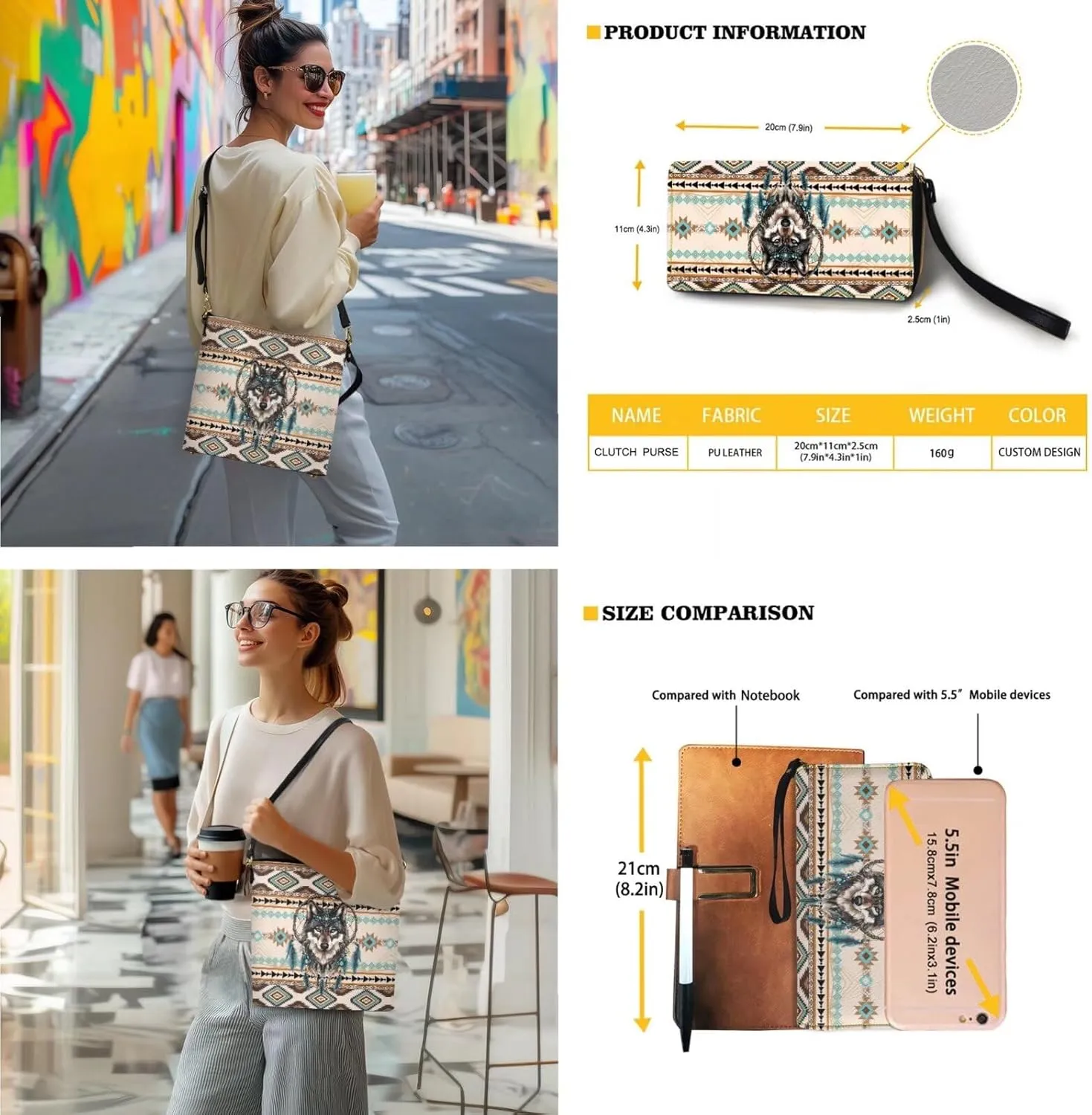 Leather Women Top Handbags Set of 2, Large Satchel Shoulder Purse Crossbody Hobo Bags with Wallet