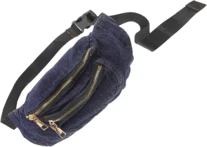 Lightweight Dark Blue Denim Waist Pack Crossbody Pouch for Women Versatile Chest Bag for Casual Use Durable Functional Design