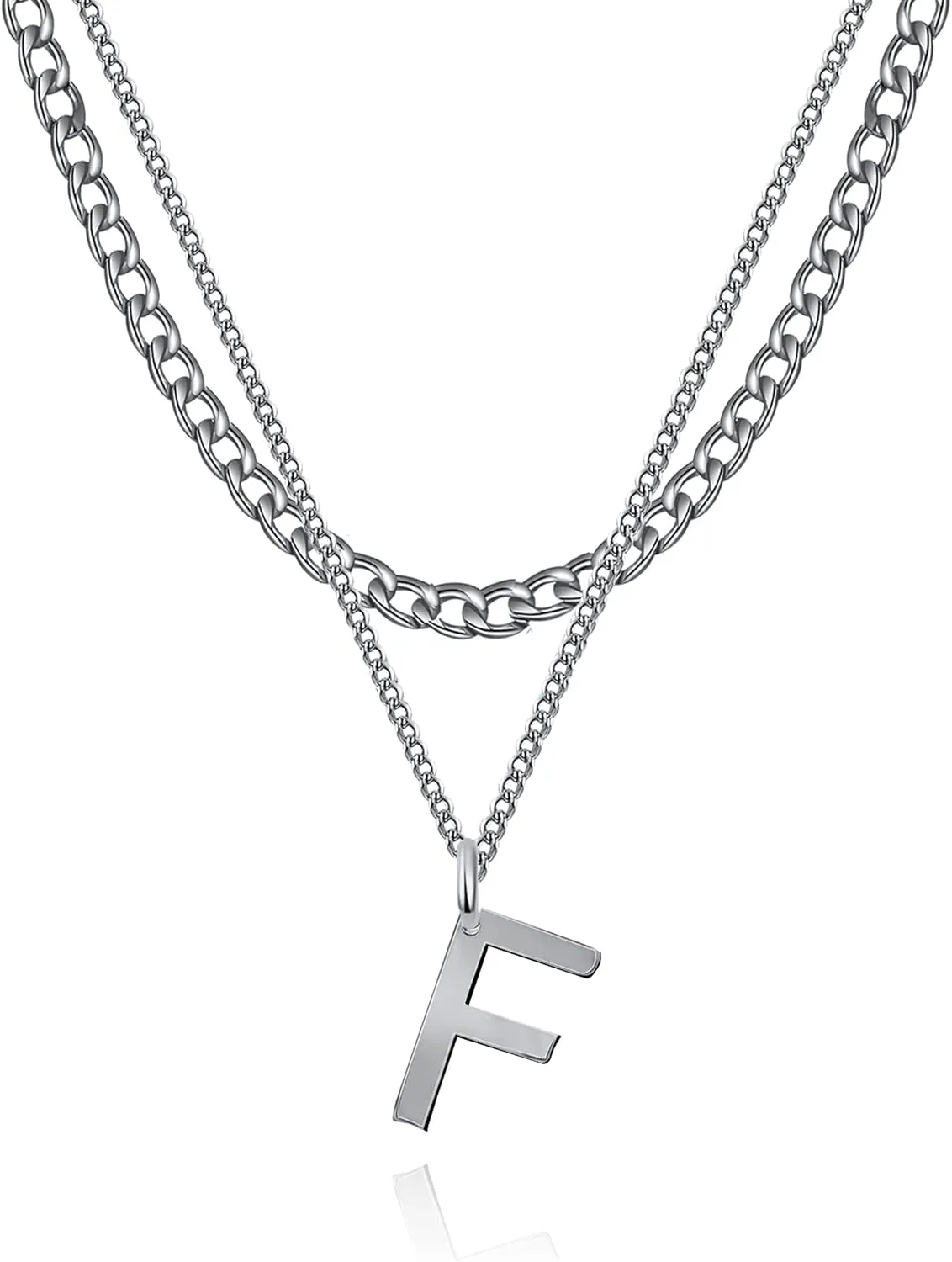 Long tiantian Silver Layered Initial Necklaces for Women Gifts Trendy Stuff Silver Gold Paperclip Link Chain Necklace Coin Letter Pendant Choker Toggle Clasp