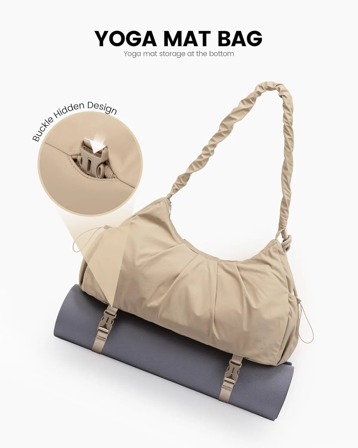 LOVEVOOK Gym Bag for Women, Sports Duffel Bag,Weekender Travel Bag with Wet Pocket, Water Resistant Sports Gym Tote Bags with Hidden Yoga Mat Holder- Khaki
