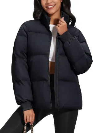 MAGCOMSEN Women's Winter Down Puffer Jackets Stand Collar Zip Up Water Resistant Warm Padded Quilted Coat with Pockets
