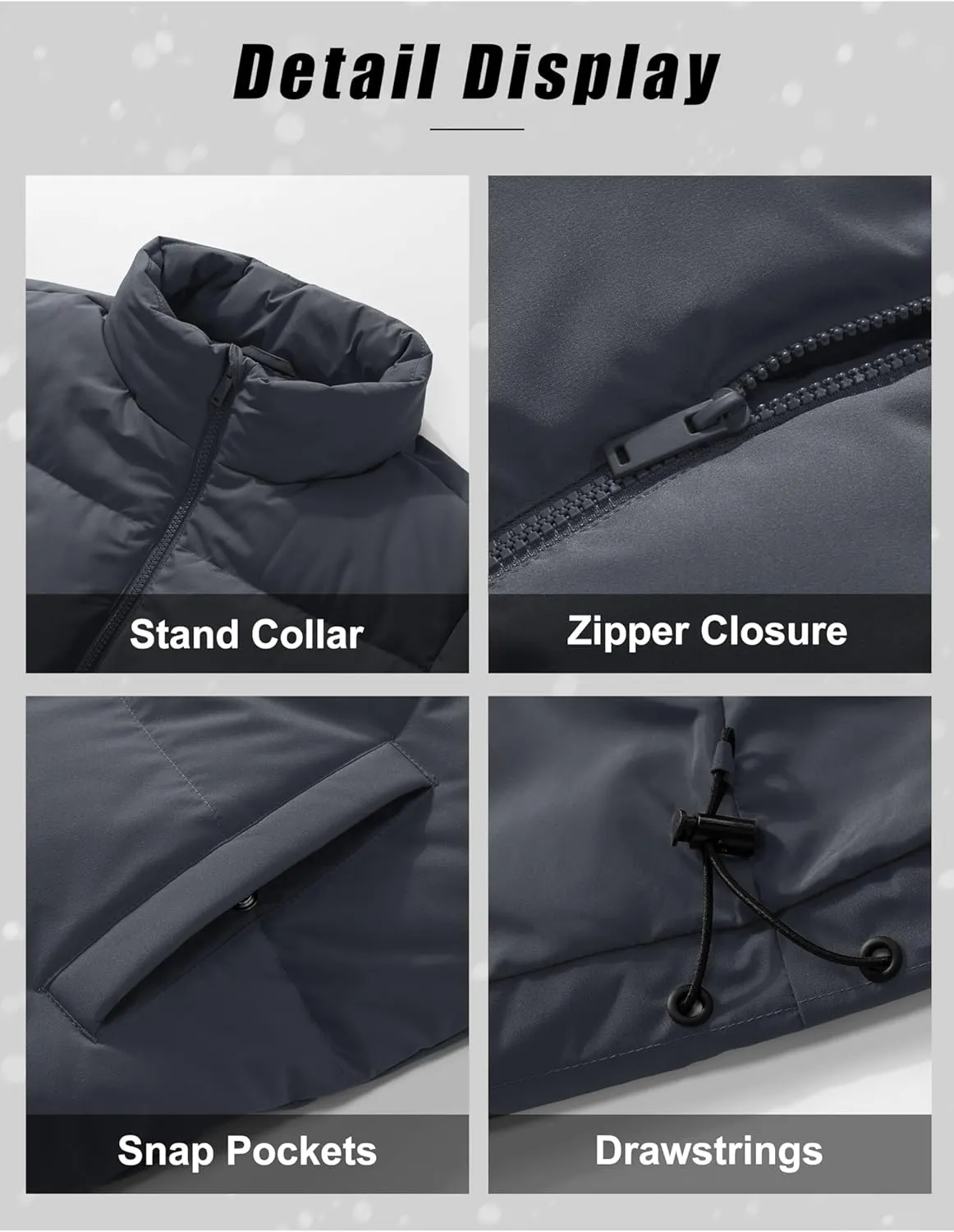 MAGCOMSEN Women's Winter Down Puffer Jackets Stand Collar Zip Up Water Resistant Warm Padded Quilted Coat with Pockets