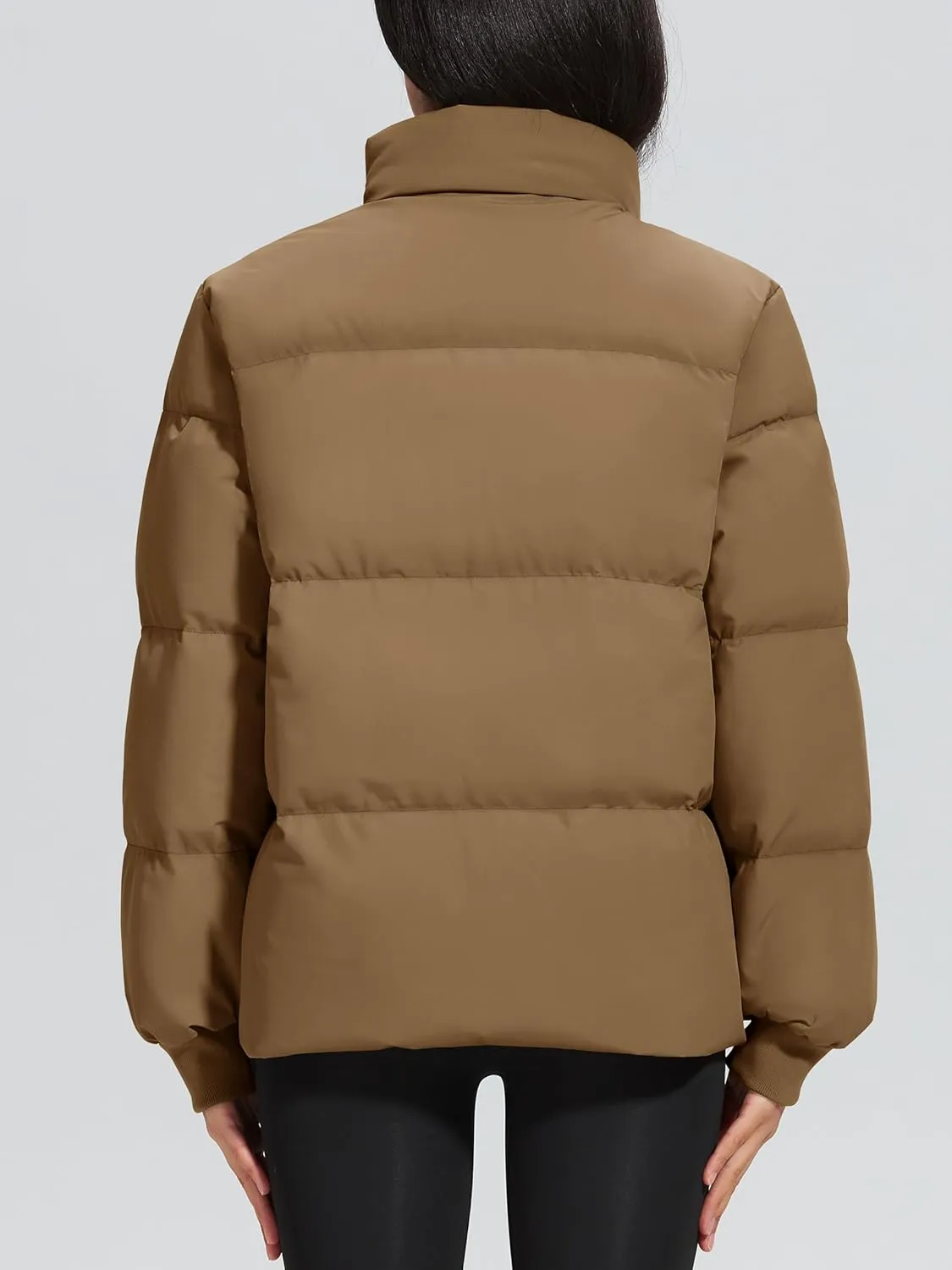 MAGCOMSEN Women's Winter Down Puffer Jackets Stand Collar Zip Up Water Resistant Warm Padded Quilted Coat with Pockets