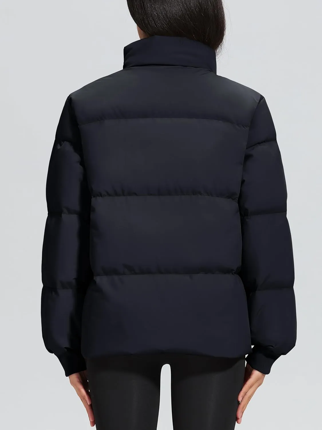 MAGCOMSEN Women's Winter Down Puffer Jackets Stand Collar Zip Up Water Resistant Warm Padded Quilted Coat with Pockets