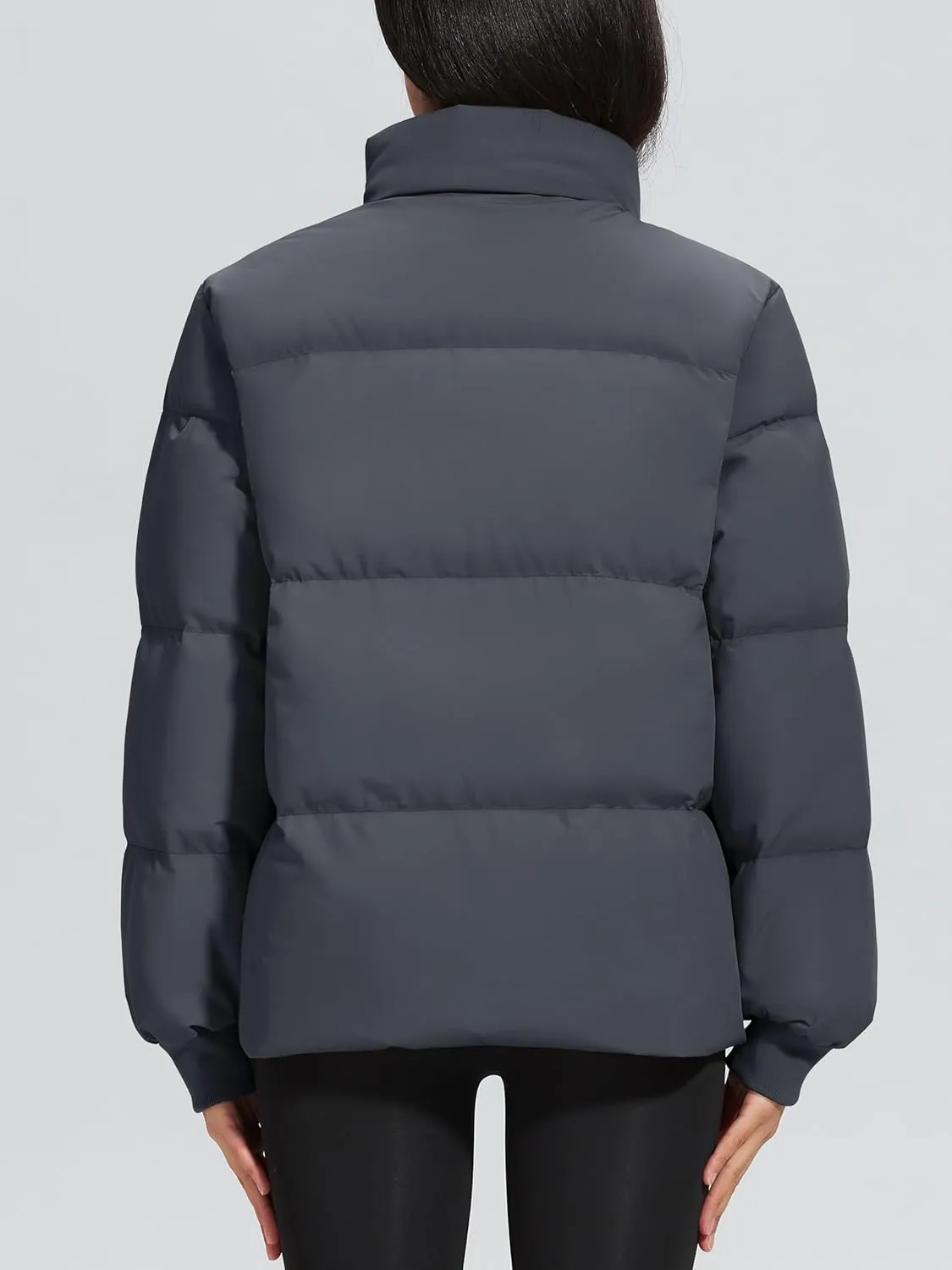 MAGCOMSEN Women's Winter Down Puffer Jackets Stand Collar Zip Up Water Resistant Warm Padded Quilted Coat with Pockets