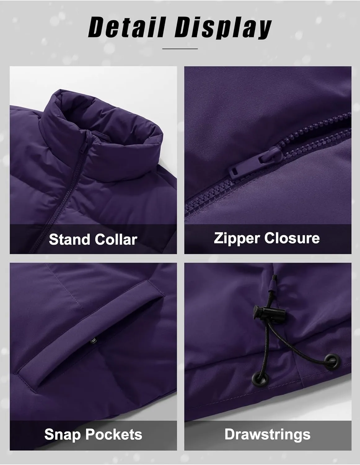 MAGCOMSEN Women's Winter Down Puffer Jackets Stand Collar Zip Up Water Resistant Warm Padded Quilted Coat with Pockets