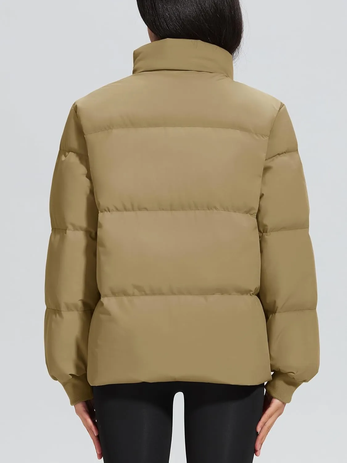MAGCOMSEN Women's Winter Down Puffer Jackets Stand Collar Zip Up Water Resistant Warm Padded Quilted Coat with Pockets