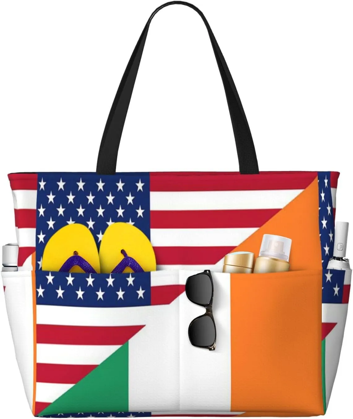 Maryland Flag Heart Women Large Beach Bag Travel Weekender Foldable Tote Bag for Pool Beach Vacation Gym