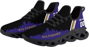 Men City Custom Football Flex Sneakers Personalized Name Number Athletic Gym Shoes for Youth Women Game Day Gift
