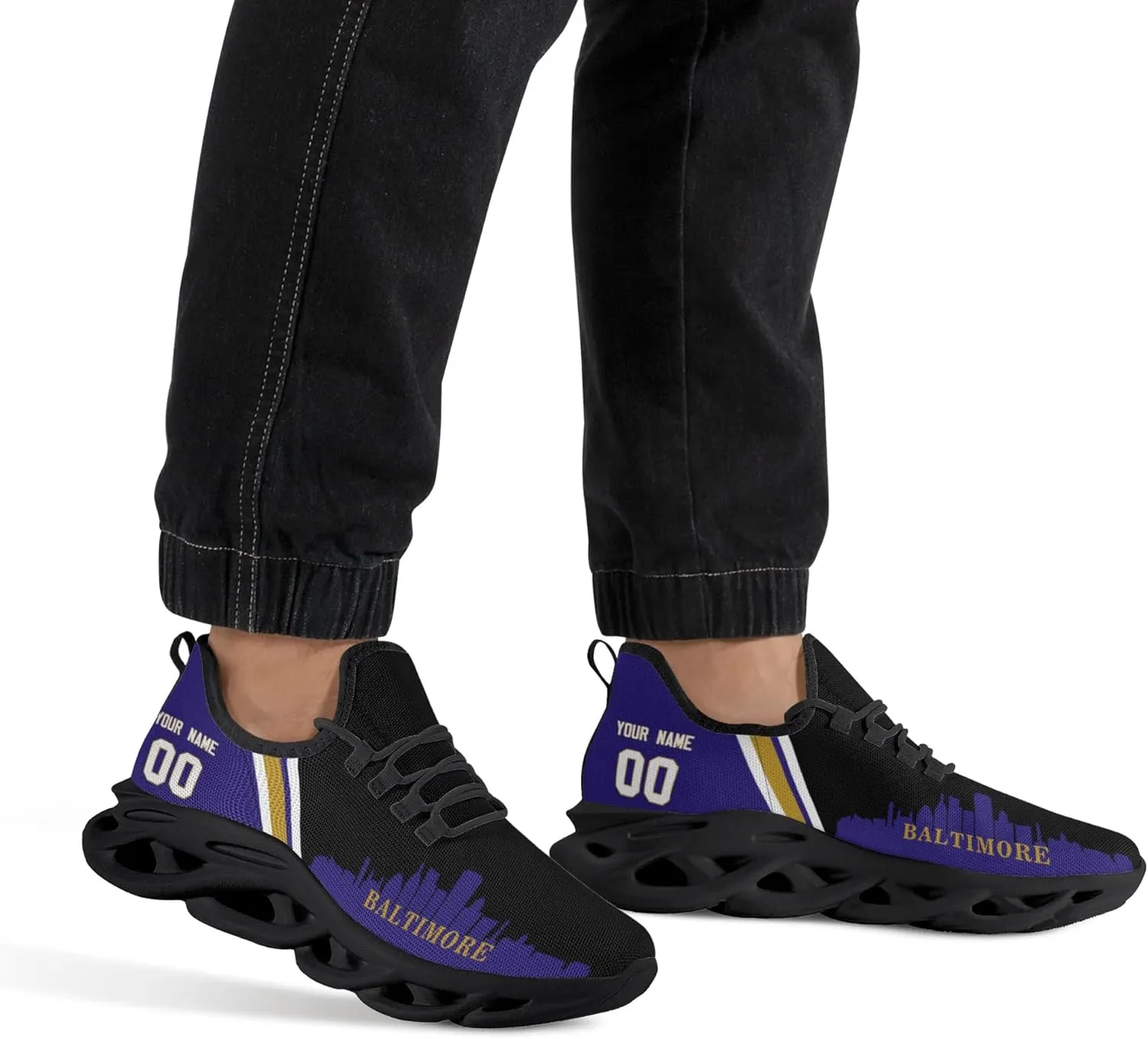 Men City Custom Football Flex Sneakers Personalized Name Number Athletic Gym Shoes for Youth Women Game Day Gift