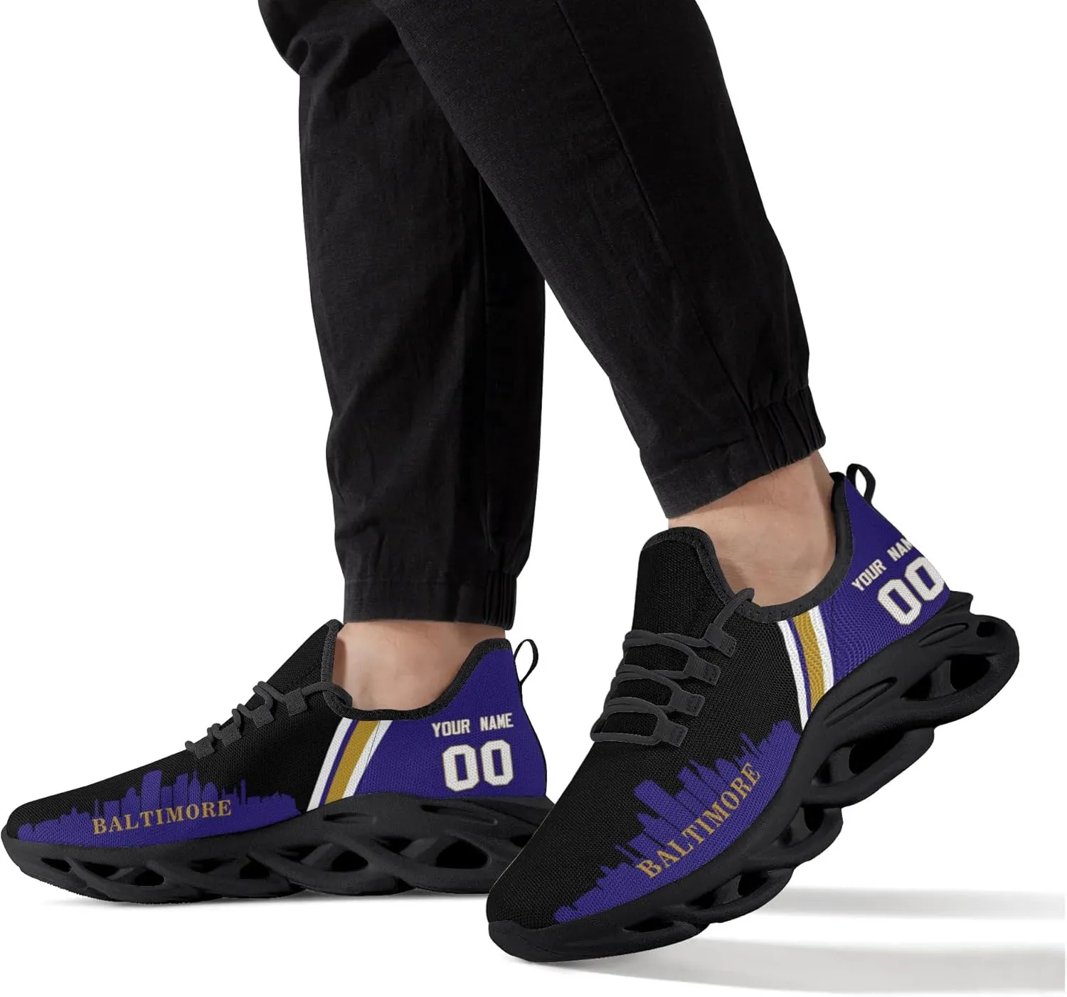 Men City Custom Football Flex Sneakers Personalized Name Number Athletic Gym Shoes for Youth Women Game Day Gift